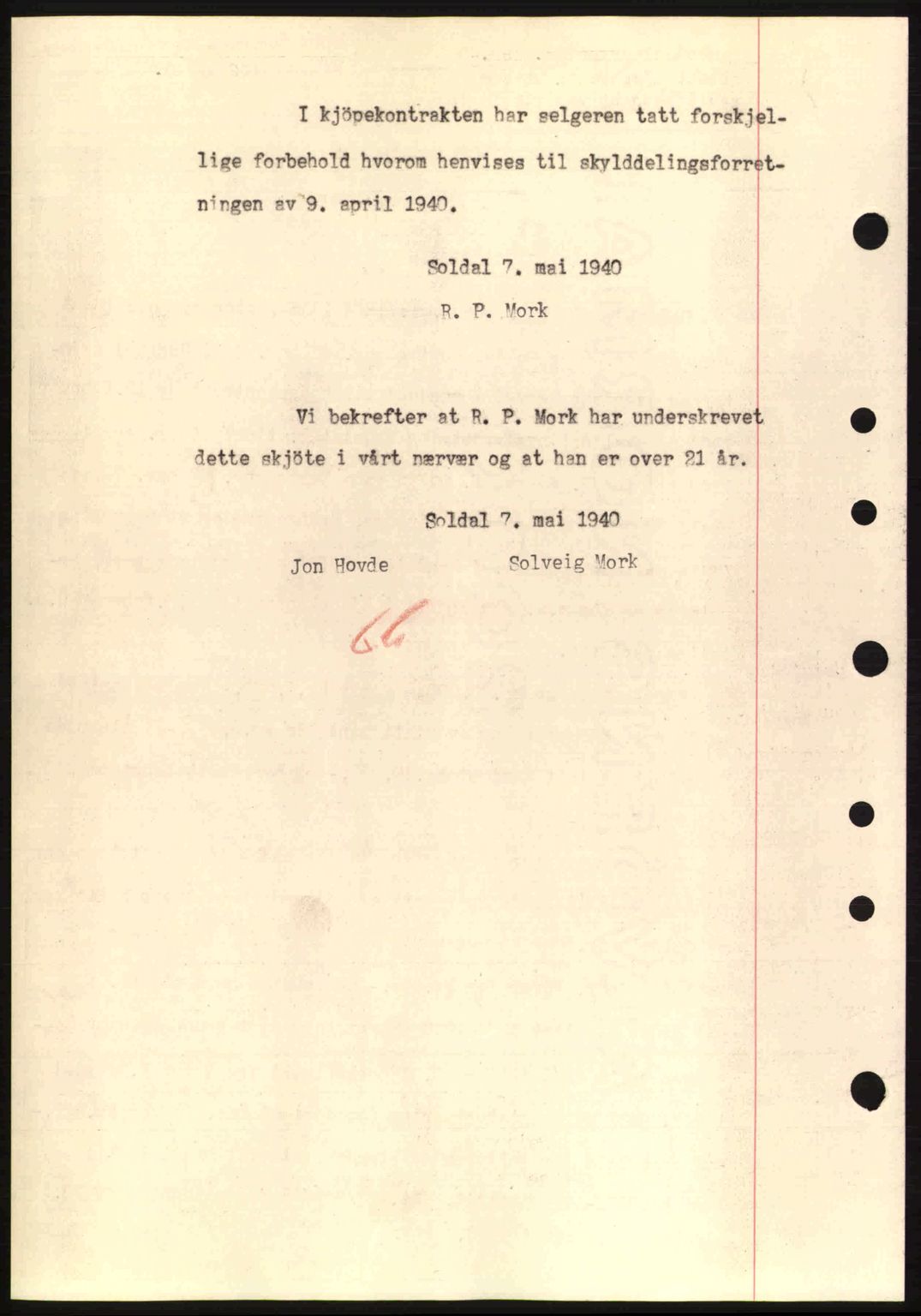 Nordre Sunnmøre sorenskriveri, AV/SAT-A-0006/1/2/2C/2Ca: Pantebok nr. A8, 1939-1940, Dagboknr: 462/1940