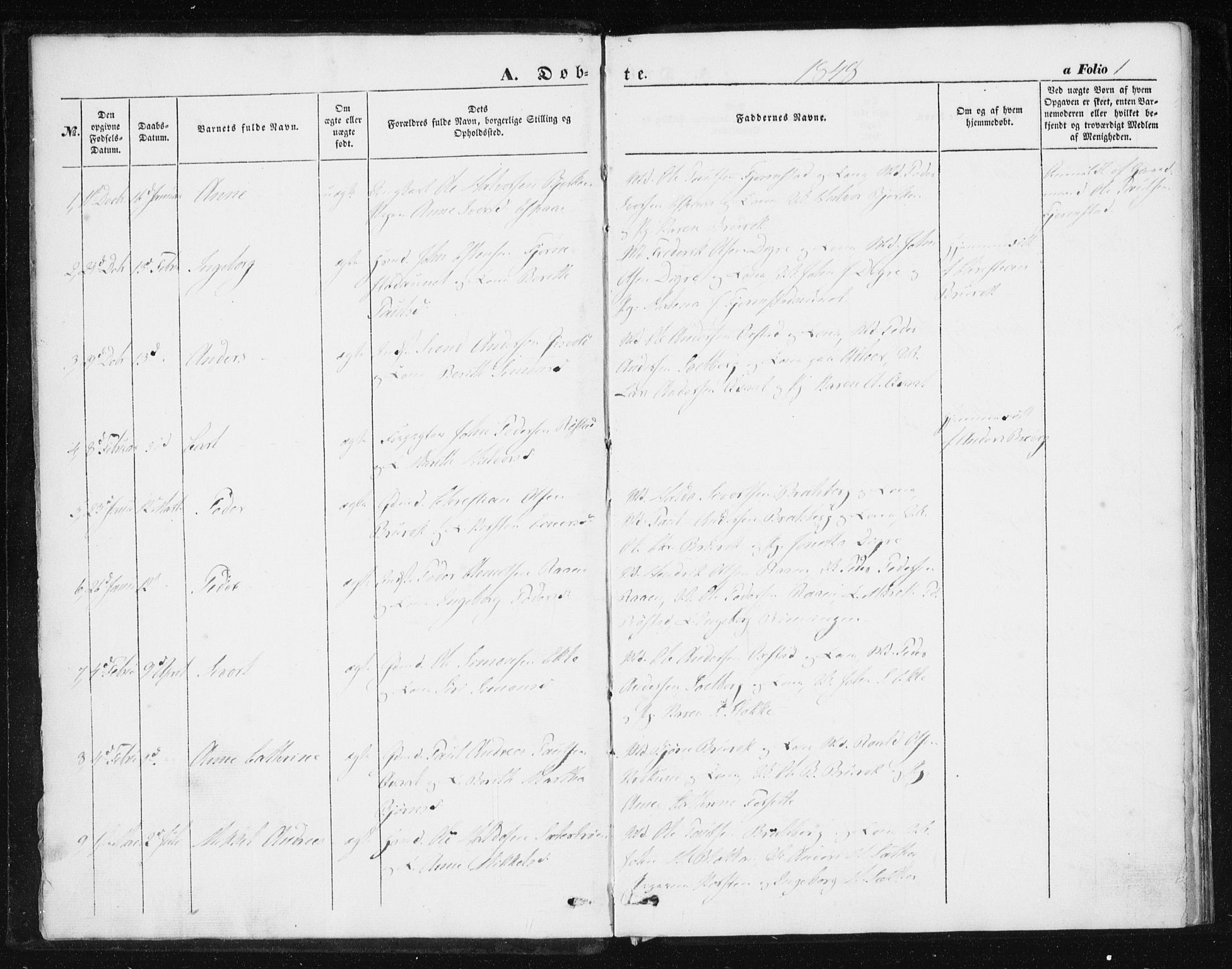 Ministerialprotokoller, klokkerbøker og fødselsregistre - Sør-Trøndelag, SAT/A-1456/608/L0332: Ministerialbok nr. 608A01, 1848-1861, s. 1