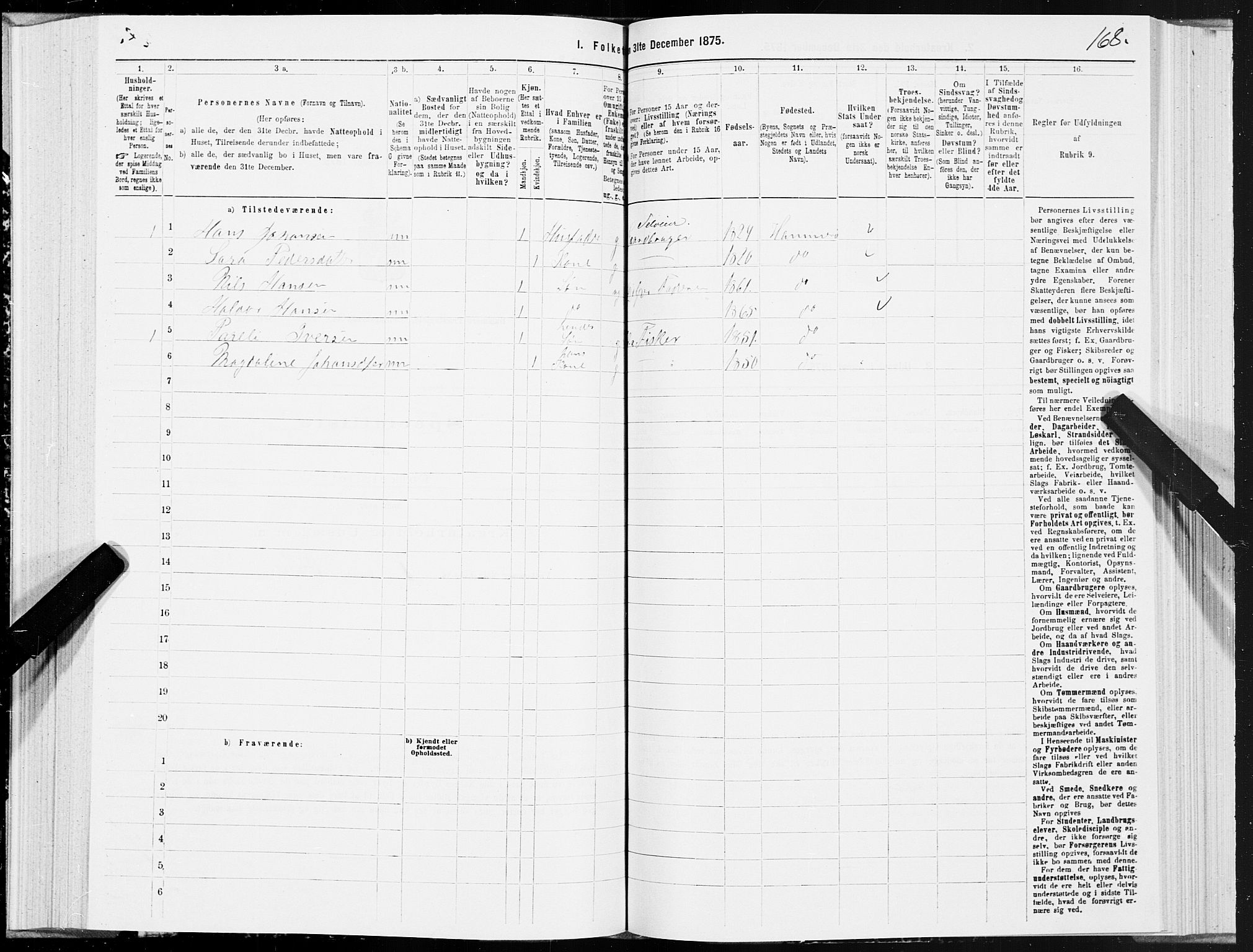 SAT, Folketelling 1875 for 1849P Hamarøy prestegjeld, 1875, s. 2168