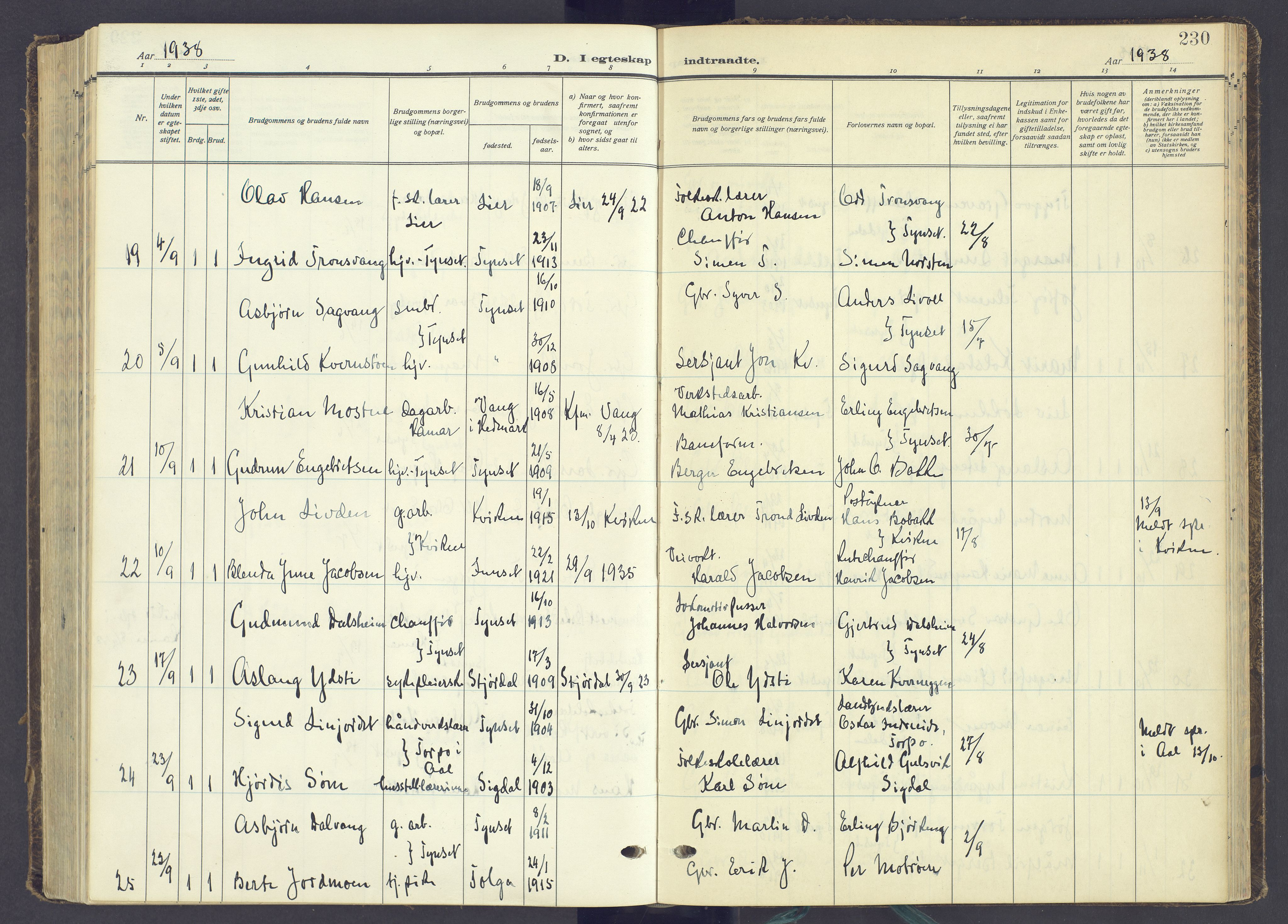 Tynset prestekontor, AV/SAH-PREST-058/H/Ha/Haa/L0027: Ministerialbok nr. 27, 1930-1944, s. 230