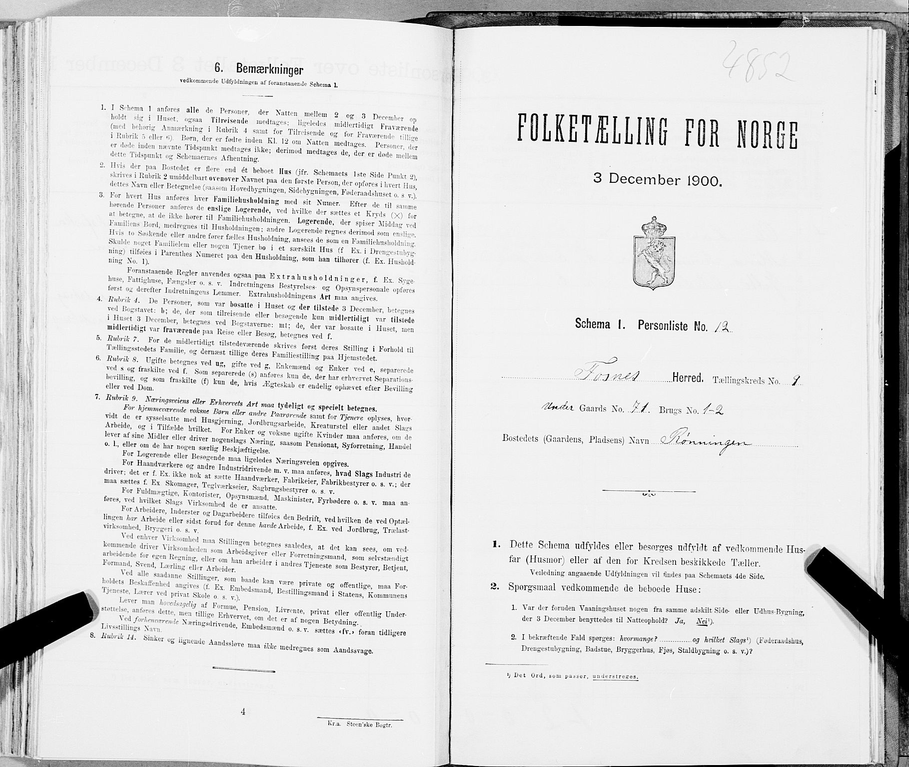 SAT, Folketelling 1900 for 1748 Fosnes herred, 1900, s. 1257