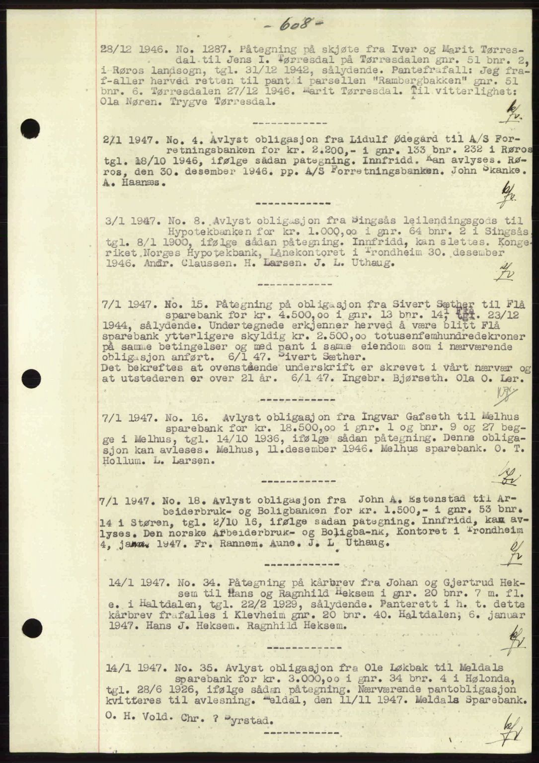 Gauldal sorenskriveri, SAT/A-0014/1/2/2C: Pantebok nr. A2, 1946-1946, Dagboknr: 1287/1946
