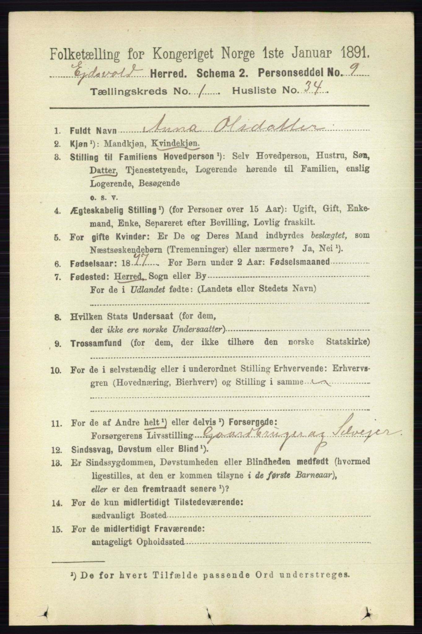 RA, Folketelling 1891 for 0237 Eidsvoll herred, 1891, s. 401