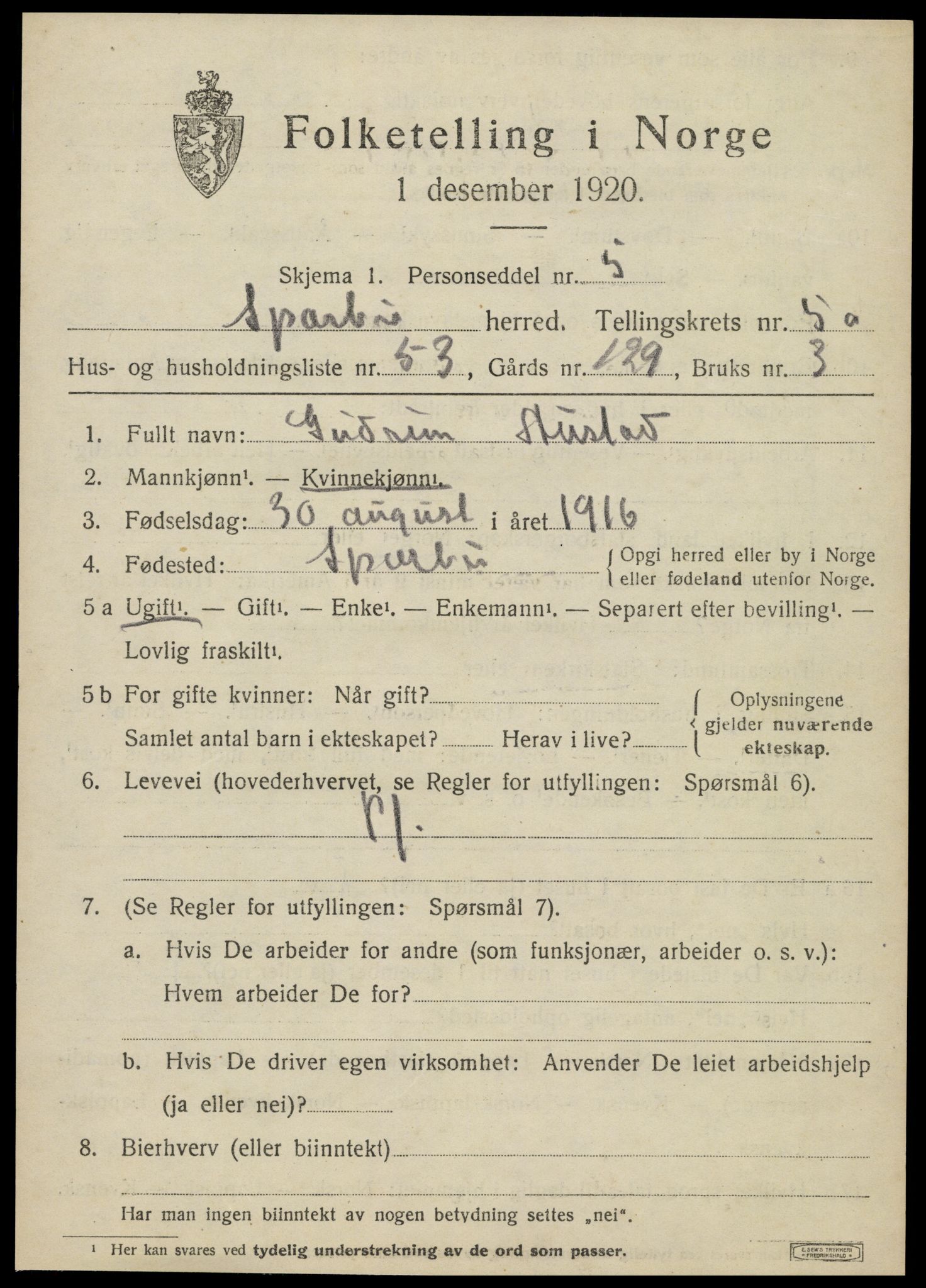 SAT, Folketelling 1920 for 1731 Sparbu herred, 1920, s. 6803