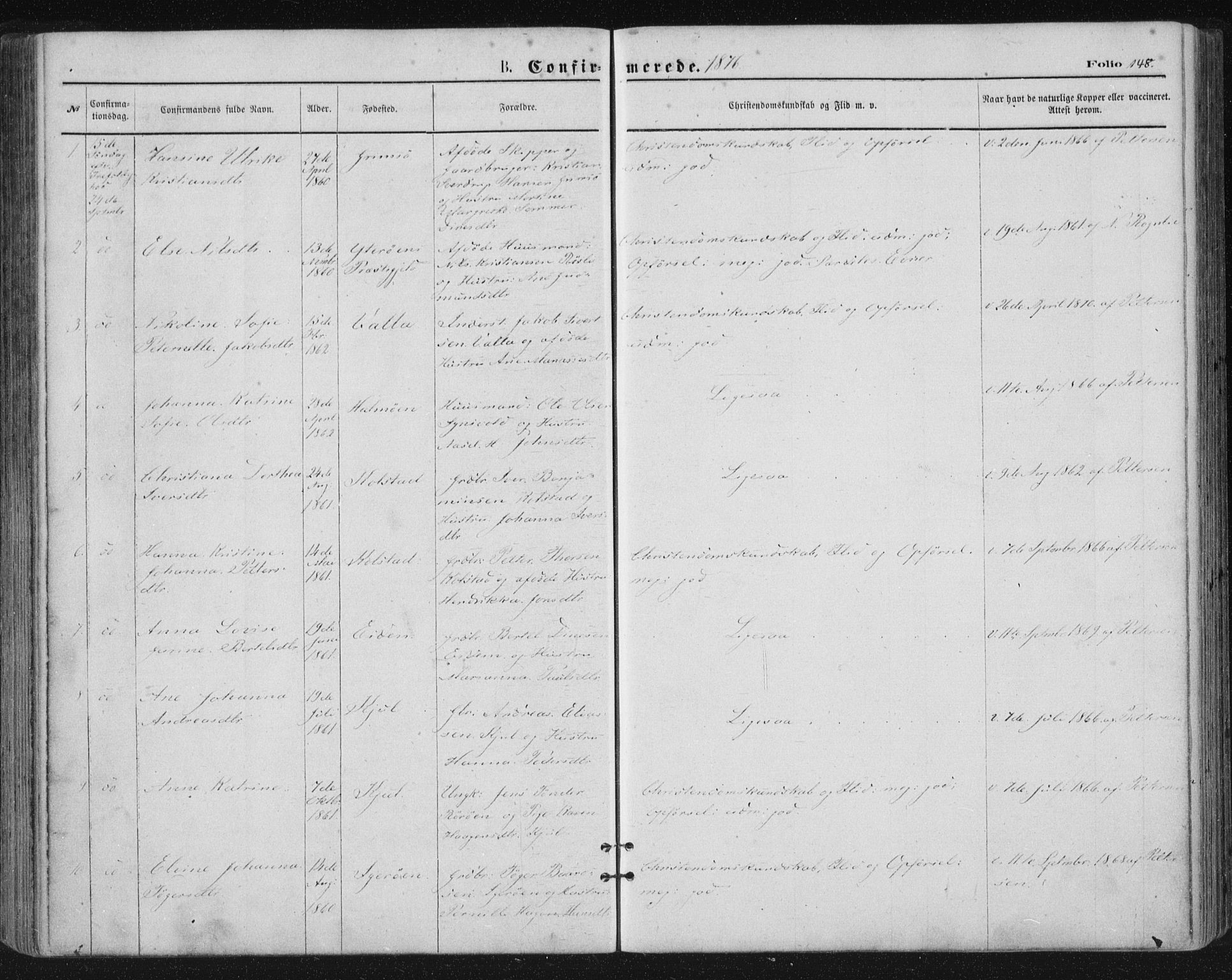 Ministerialprotokoller, klokkerbøker og fødselsregistre - Nordland, AV/SAT-A-1459/816/L0241: Ministerialbok nr. 816A07, 1870-1885, s. 148