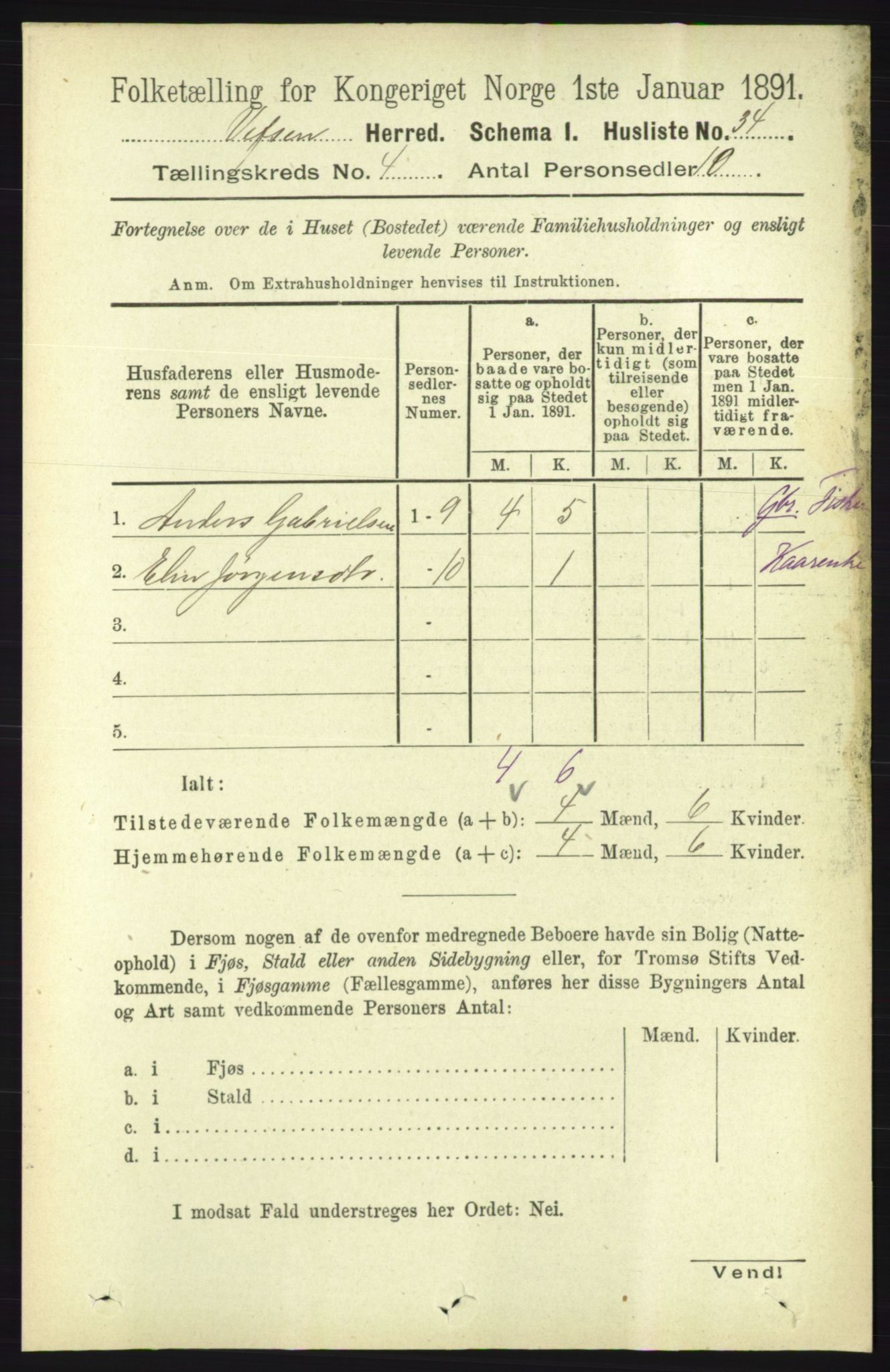 RA, Folketelling 1891 for 1824 Vefsn herred, 1891, s. 1596