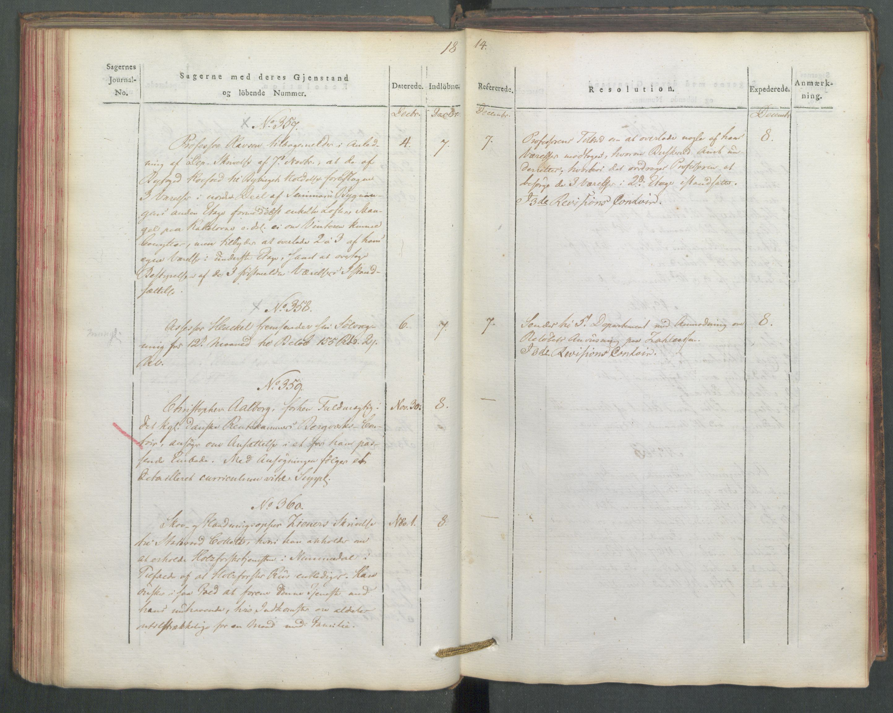 Departementene i 1814, AV/RA-S-3899/Fe/L0054: Journal, 1814