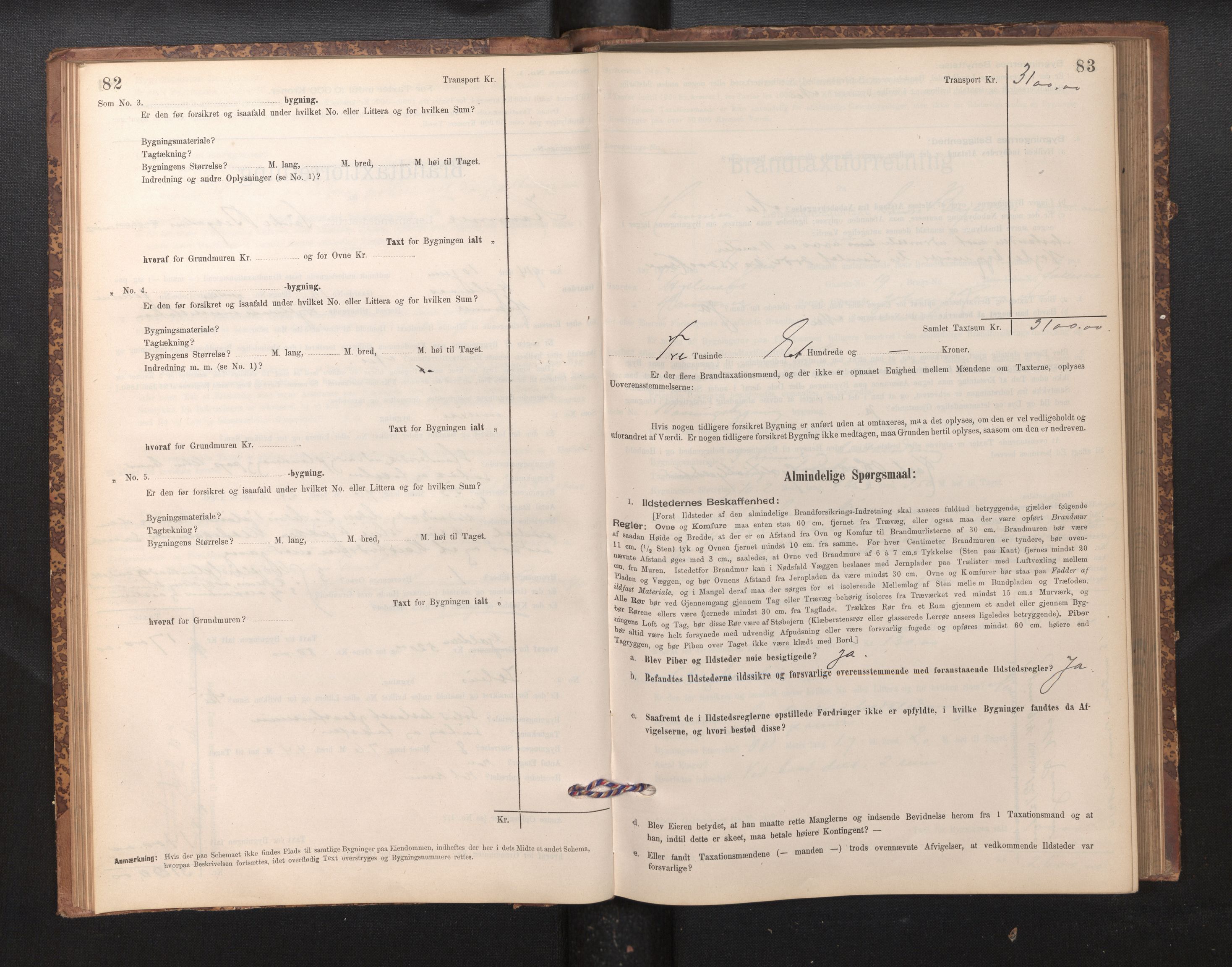 Lensmannen i Hamre, SAB/A-32601/0012/L0004: Branntakstprotokoll, skjematakst, 1895-1920, s. 82-83
