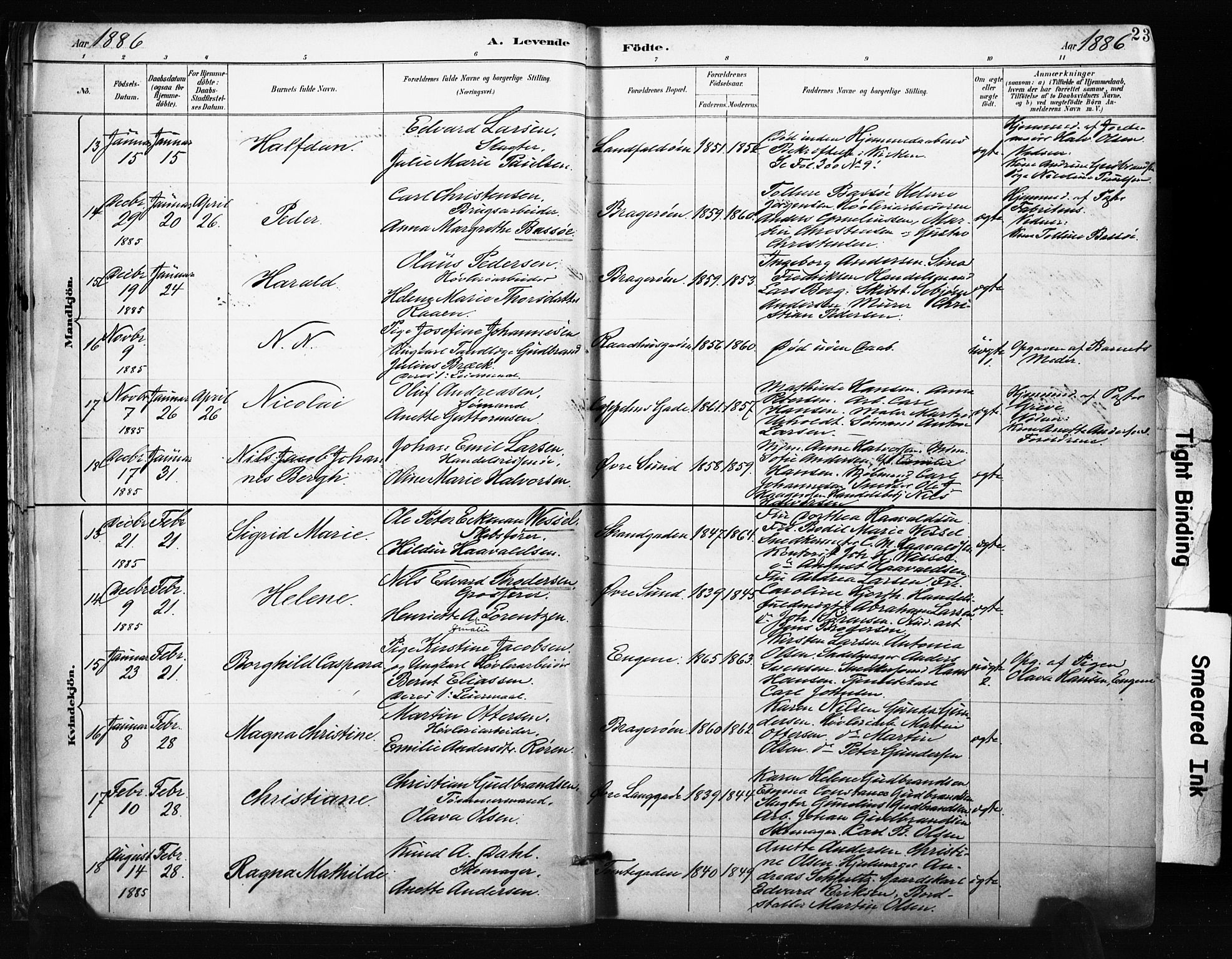 Bragernes kirkebøker, AV/SAKO-A-6/F/Fb/L0007: Ministerialbok nr. II 7, 1885-1893, s. 23