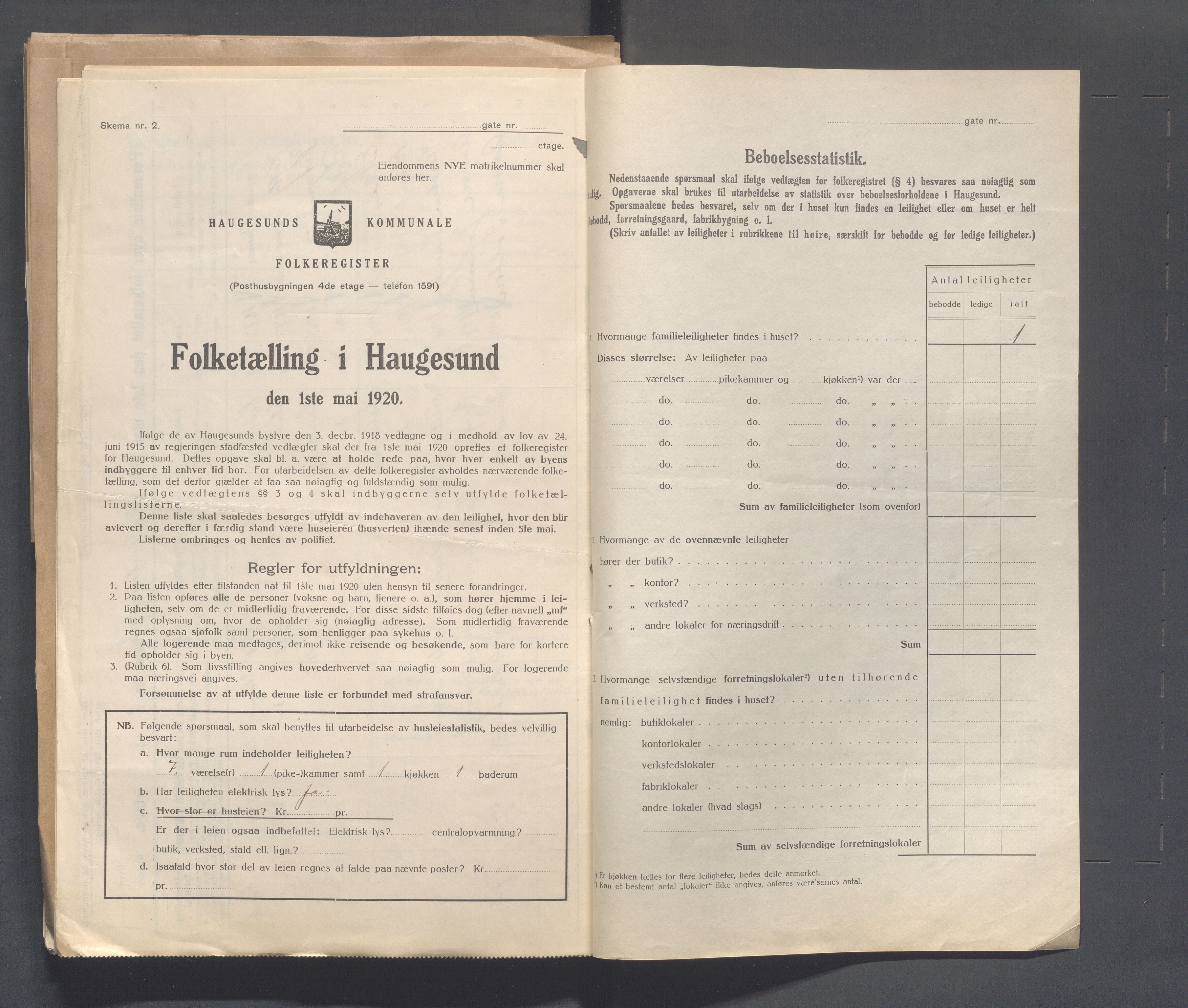 IKAR, Kommunal folketelling 1.5.1920 for Haugesund, 1920, s. 1129