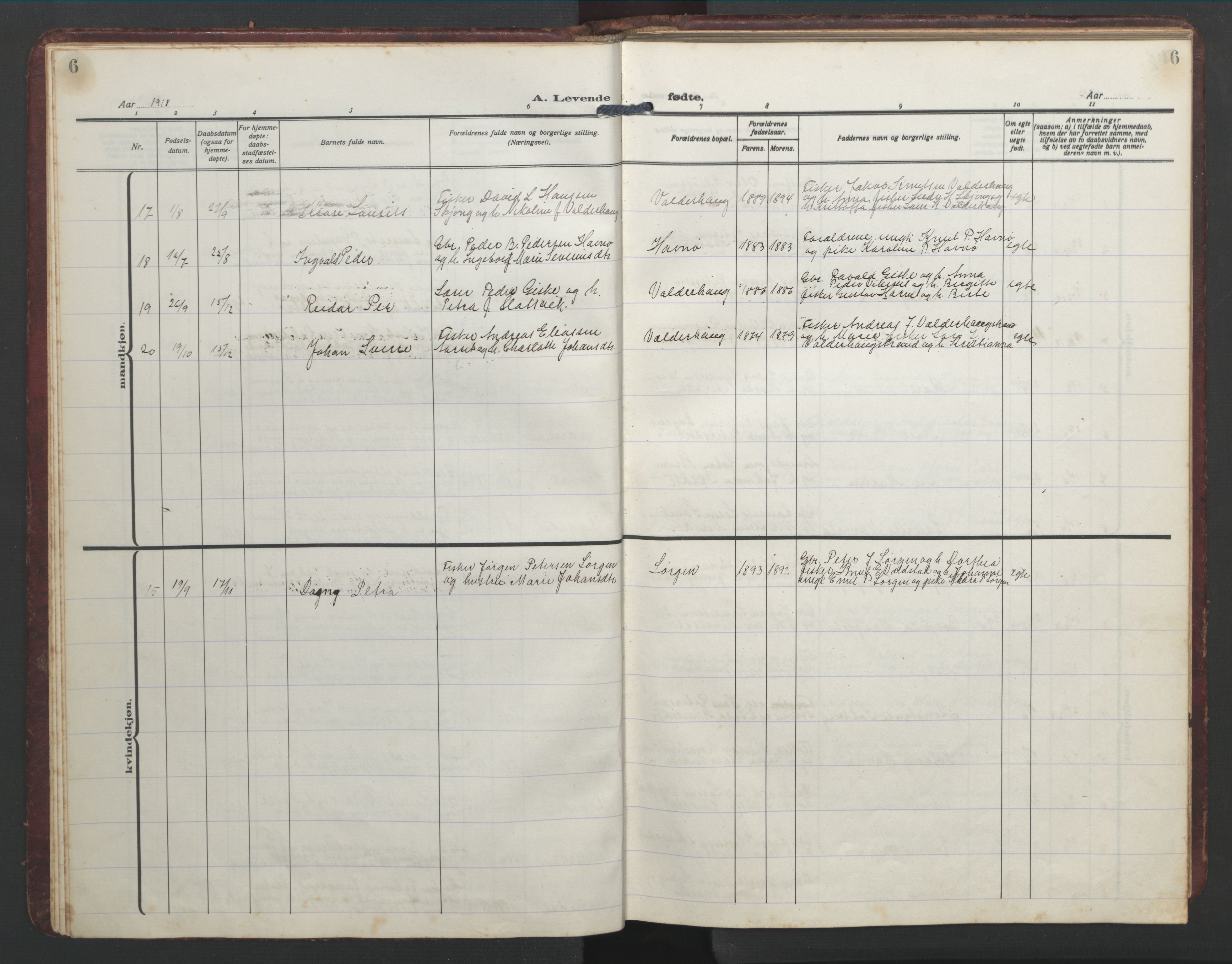Ministerialprotokoller, klokkerbøker og fødselsregistre - Møre og Romsdal, AV/SAT-A-1454/526/L0384: Klokkerbok nr. 526C01, 1917-1952, s. 6