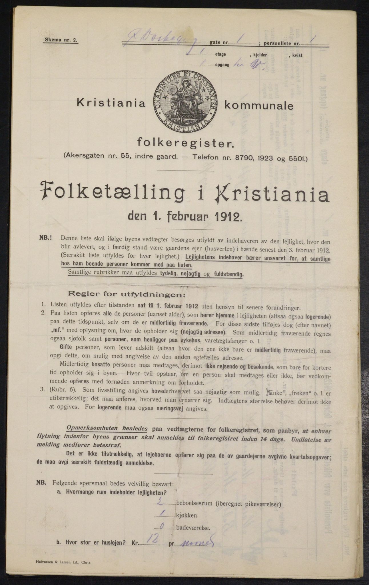 OBA, Kommunal folketelling 1.2.1912 for Kristiania, 1912, s. 130018