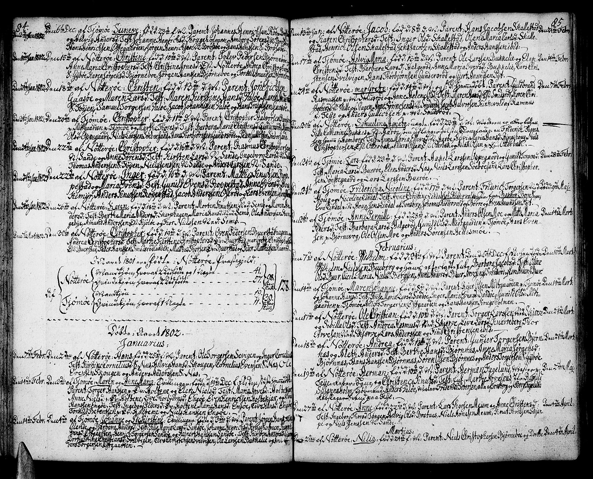 Nøtterøy kirkebøker, AV/SAKO-A-354/F/Fa/L0003: Ministerialbok nr. I 3, 1791-1814, s. 84-85
