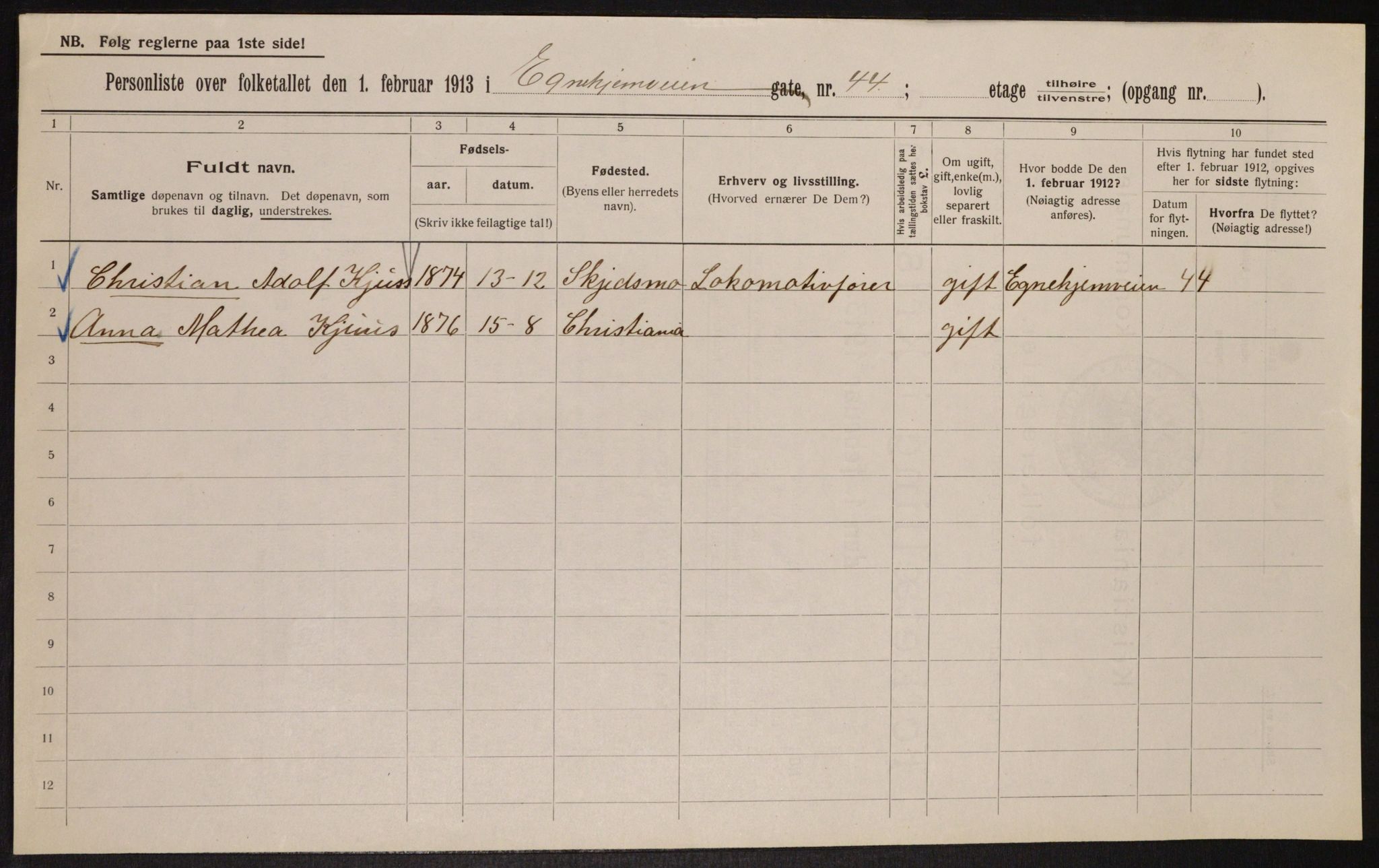 OBA, Kommunal folketelling 1.2.1913 for Kristiania, 1913, s. 19043