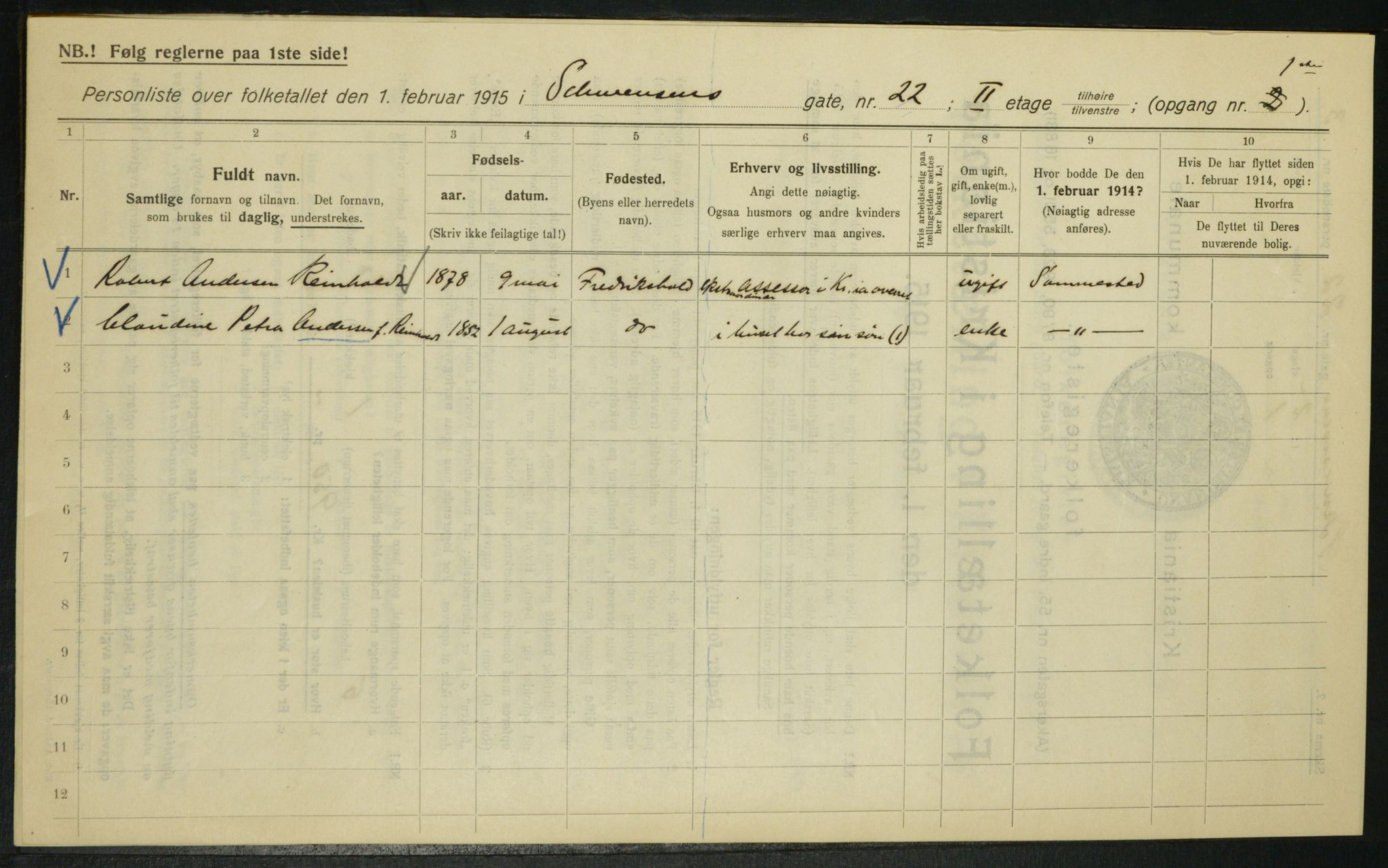 OBA, Kommunal folketelling 1.2.1915 for Kristiania, 1915, s. 92567