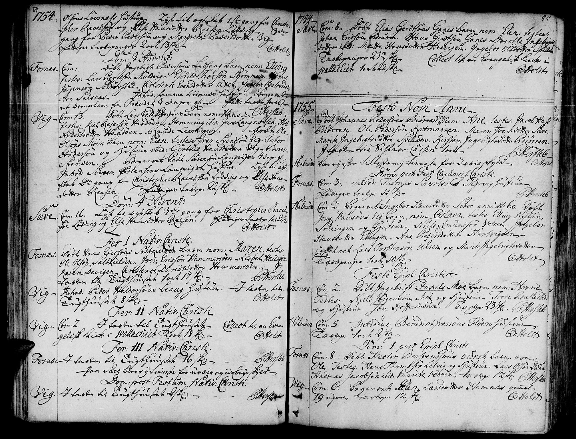 Ministerialprotokoller, klokkerbøker og fødselsregistre - Nord-Trøndelag, AV/SAT-A-1458/773/L0607: Ministerialbok nr. 773A01, 1751-1783, s. 84-85
