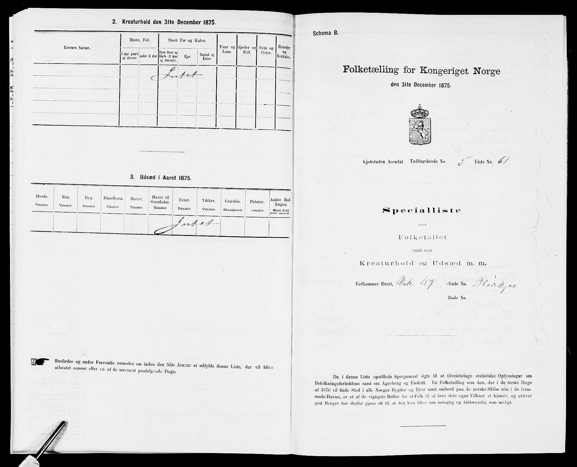 SAK, Folketelling 1875 for 0903P Arendal prestegjeld, 1875, s. 150