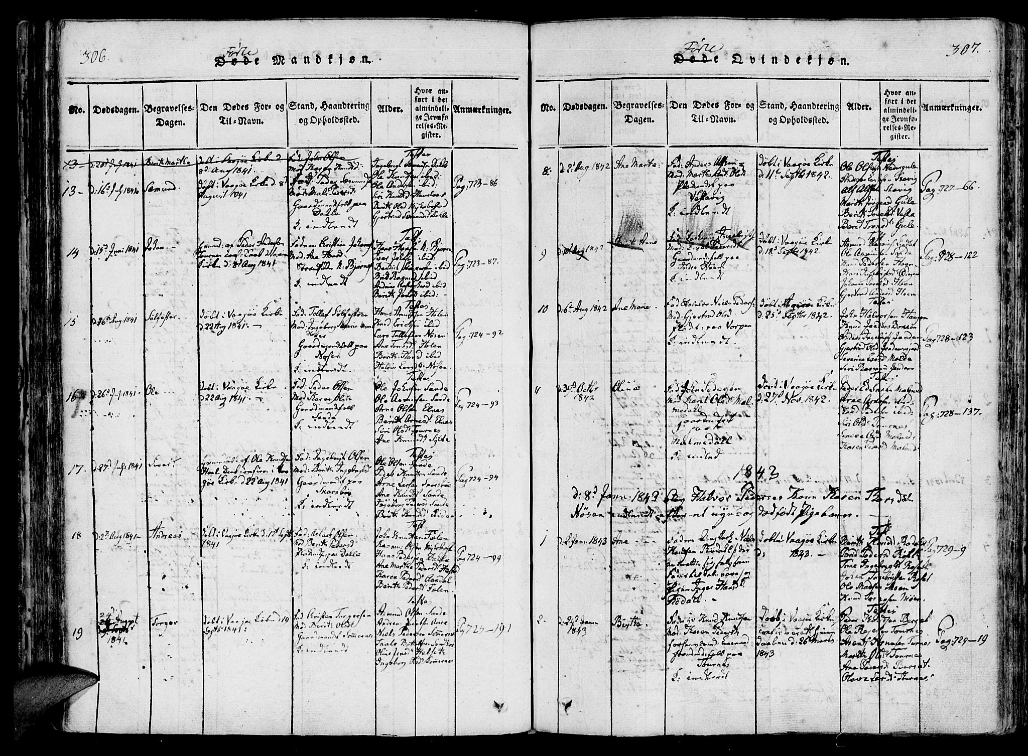 Ministerialprotokoller, klokkerbøker og fødselsregistre - Møre og Romsdal, AV/SAT-A-1454/565/L0747: Ministerialbok nr. 565A01, 1817-1844, s. 306-307