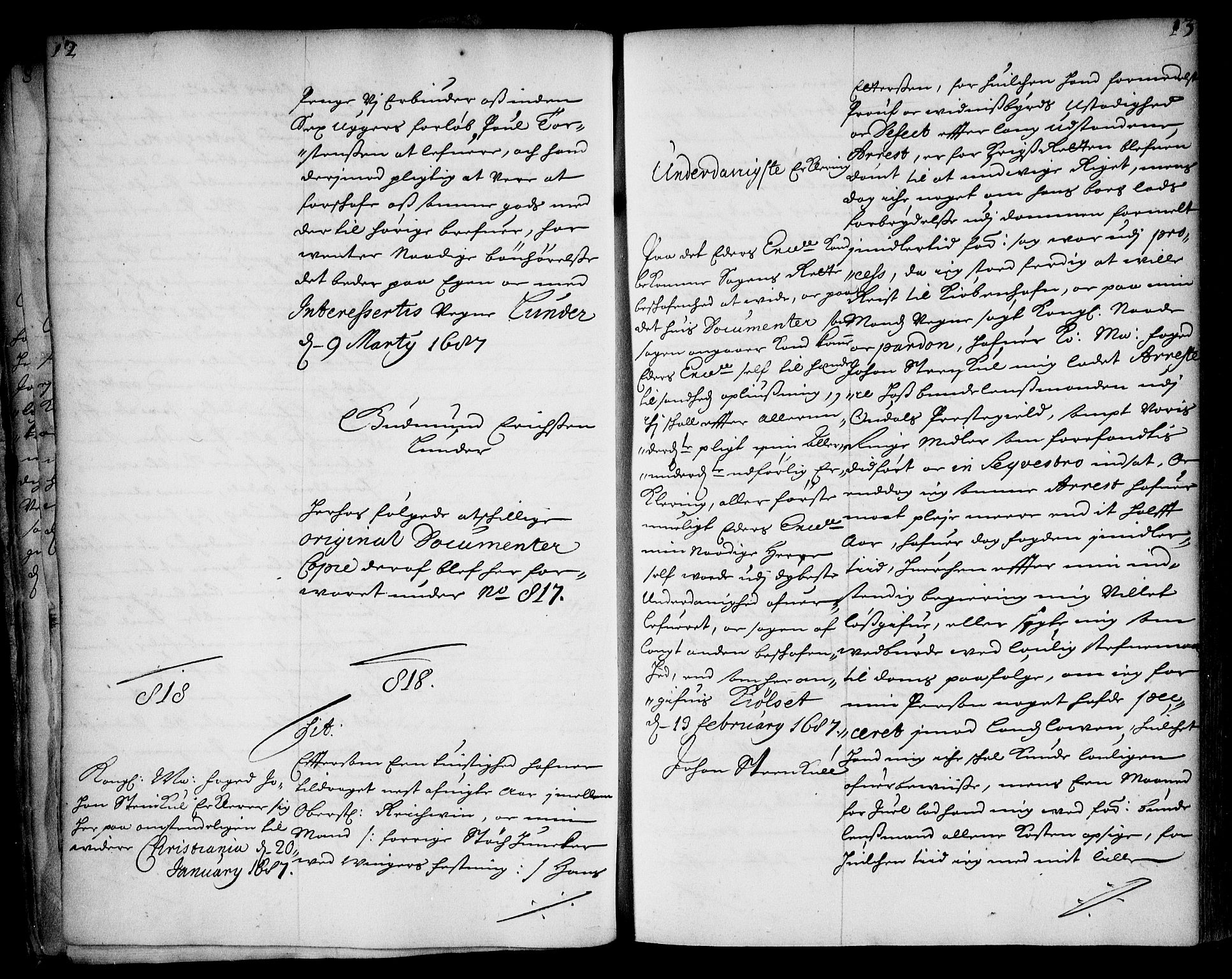 Stattholderembetet 1572-1771, AV/RA-EA-2870/Ae/L0004: Supplikasjons- og resolusjonsprotokoll, 1687, s. 12b-13a