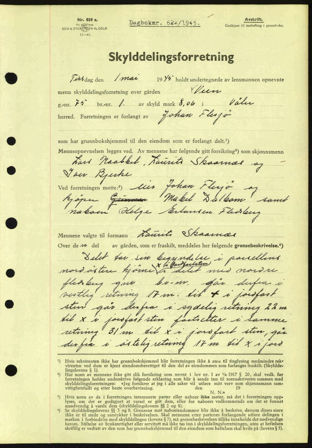Moss sorenskriveri, SAO/A-10168: Pantebok nr. A13, 1944-1945, Dagboknr: 622/1945