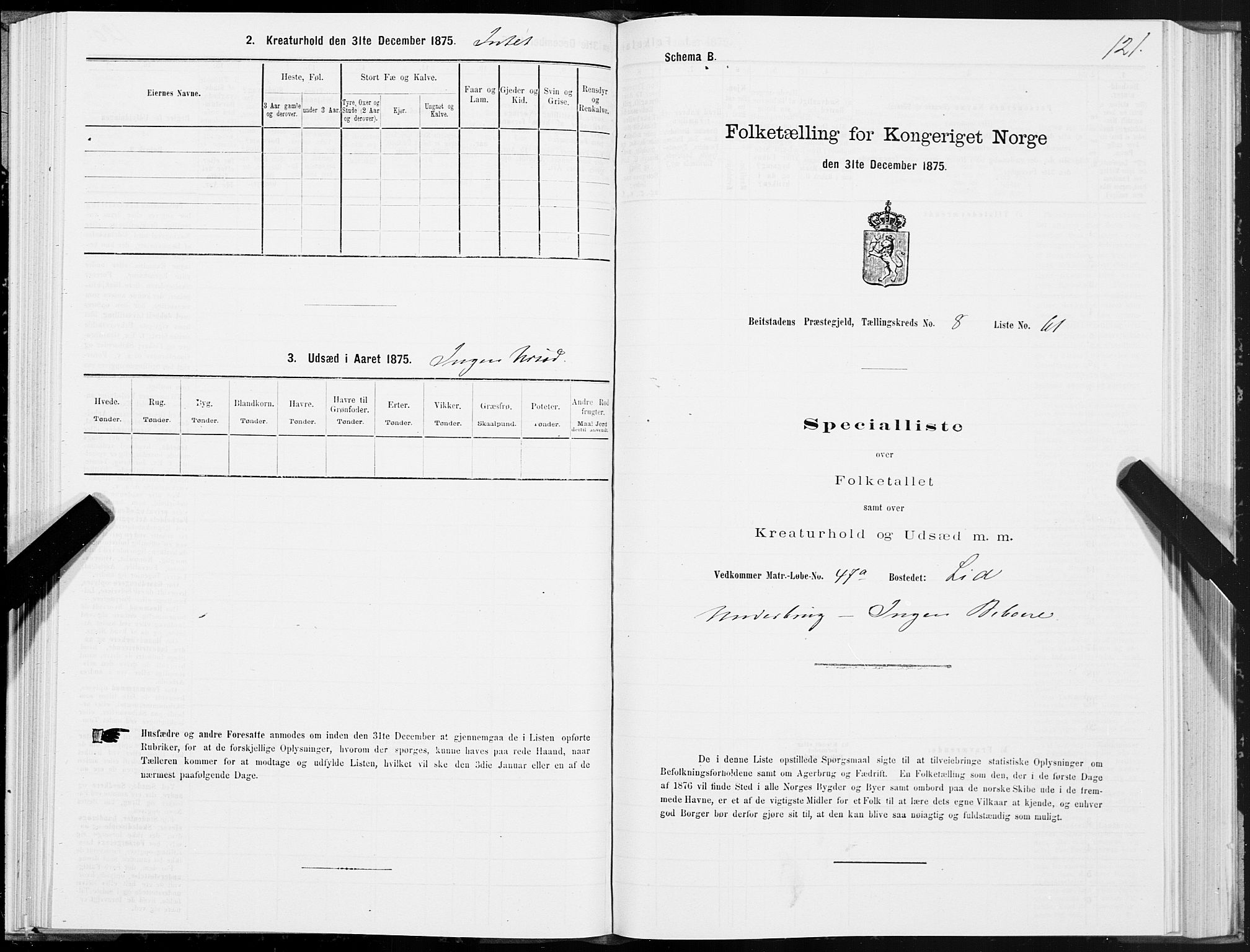 SAT, Folketelling 1875 for 1727P Beitstad prestegjeld, 1875, s. 6121