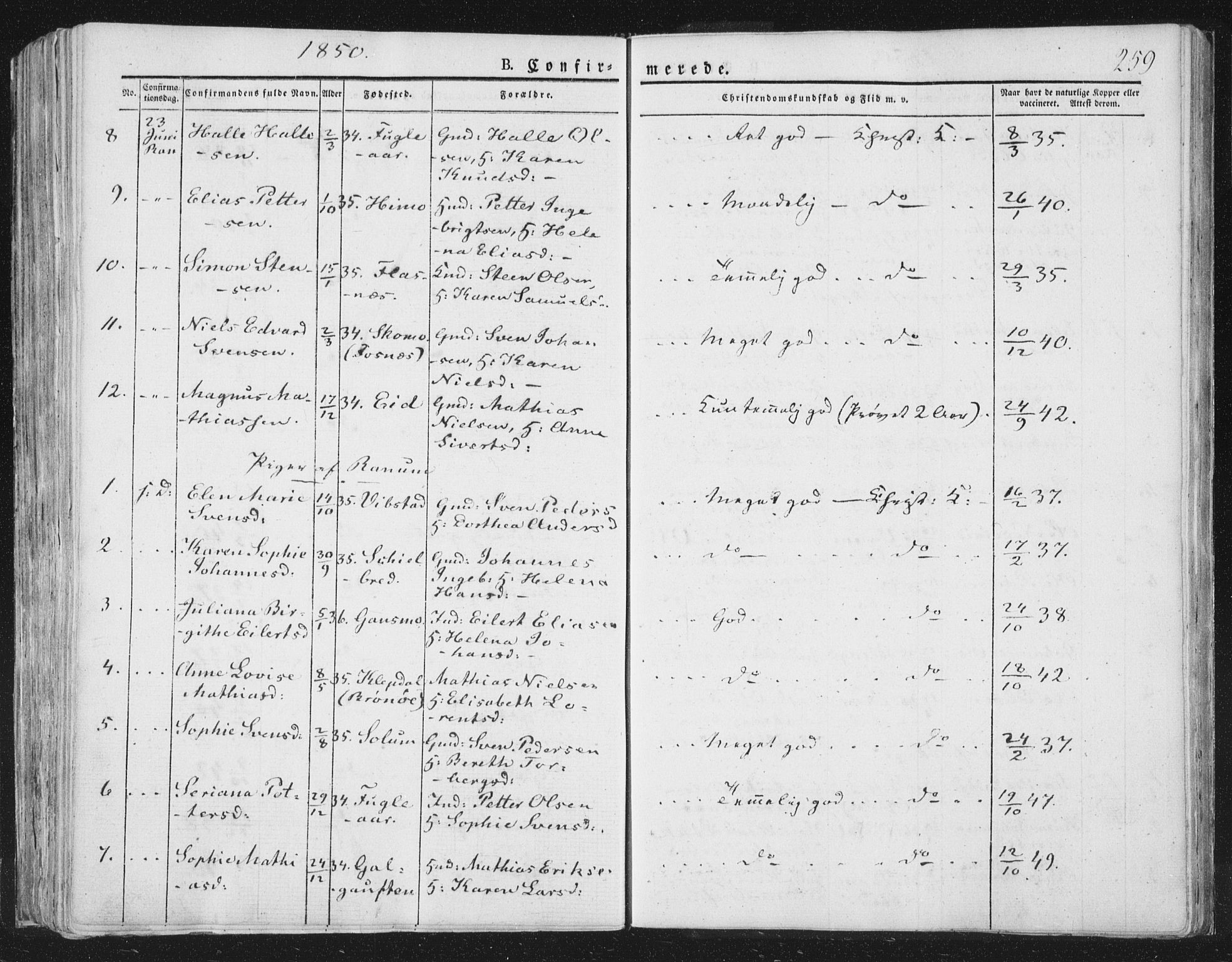 Ministerialprotokoller, klokkerbøker og fødselsregistre - Nord-Trøndelag, SAT/A-1458/764/L0551: Ministerialbok nr. 764A07a, 1824-1864, s. 259