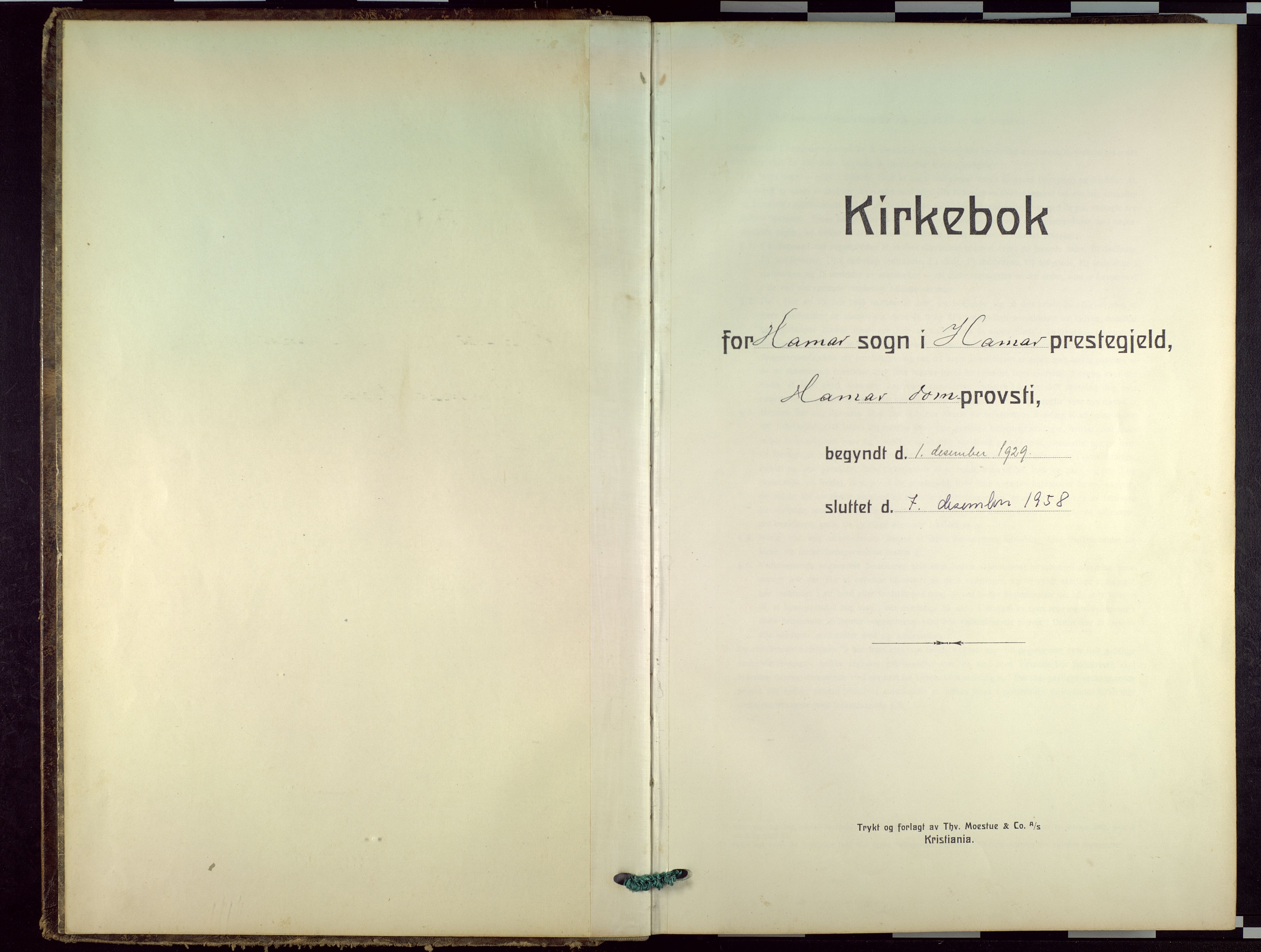 Hamar prestekontor, SAH/DOMPH-002/H/Ha/Haa/L0005: Ministerialbok nr. 5, 1929-1958