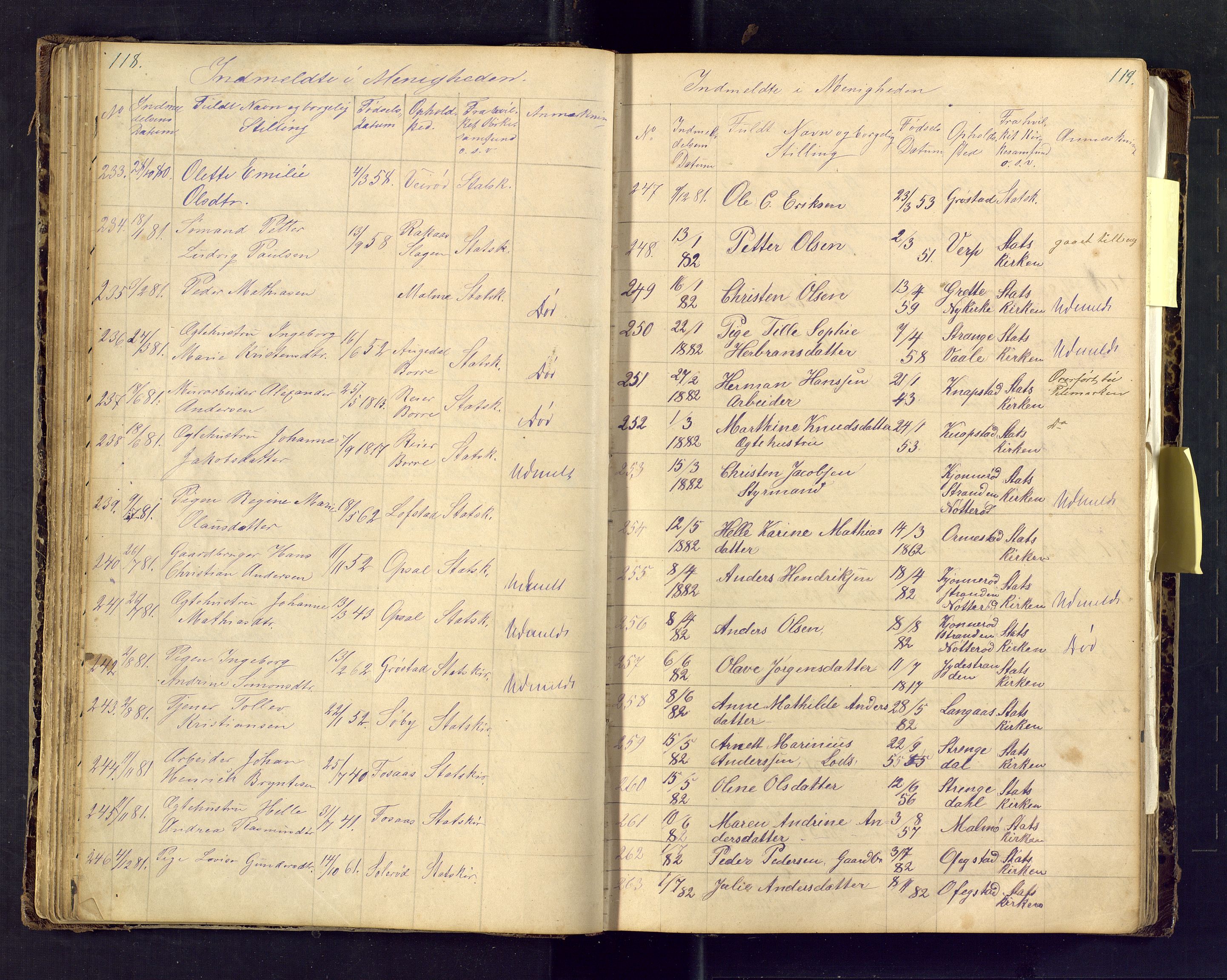 Den evangelisk lutherske frimenighet i Jarlsbergs grevskap med flere steder, AV/SAKO-P-1384/F/Fa/L0001: Dissenterprotokoll nr. Fa/L0001, 1872-1925, s. 118-119