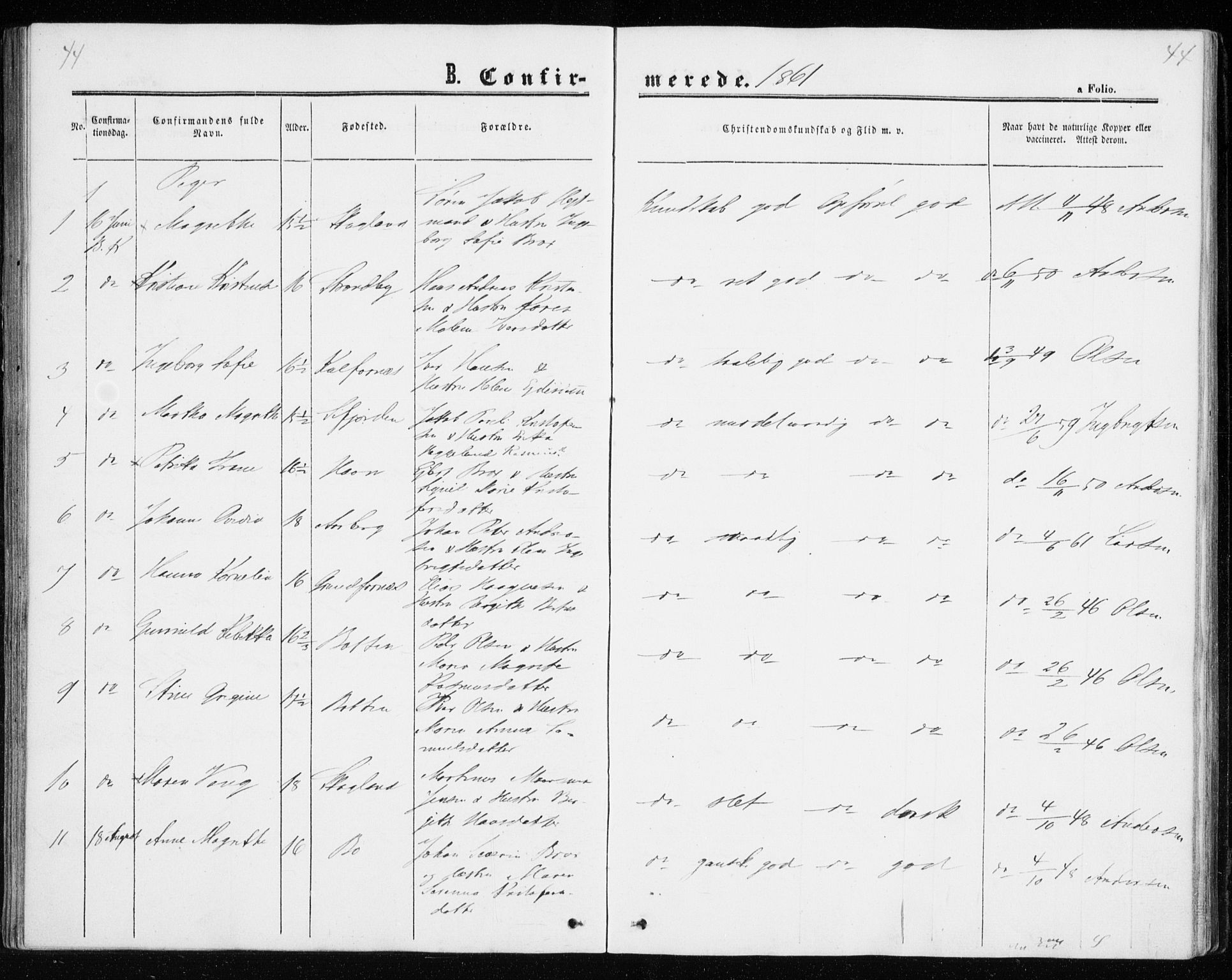 Berg sokneprestkontor, SATØ/S-1318/G/Ga/Gaa/L0002kirke: Ministerialbok nr. 2, 1860-1872, s. 44