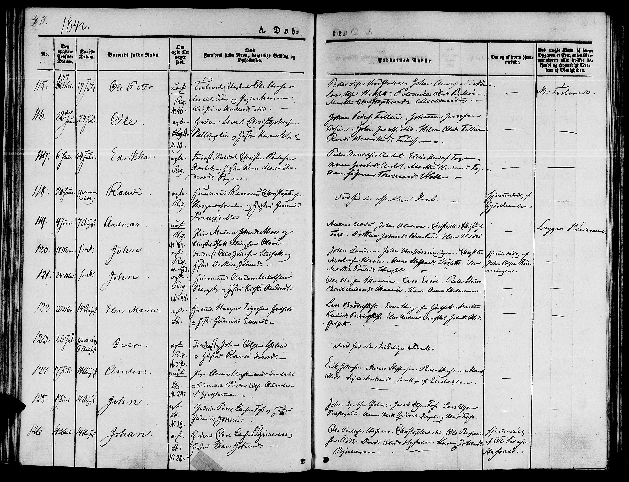 Ministerialprotokoller, klokkerbøker og fødselsregistre - Sør-Trøndelag, SAT/A-1456/646/L0610: Ministerialbok nr. 646A08, 1837-1847, s. 43