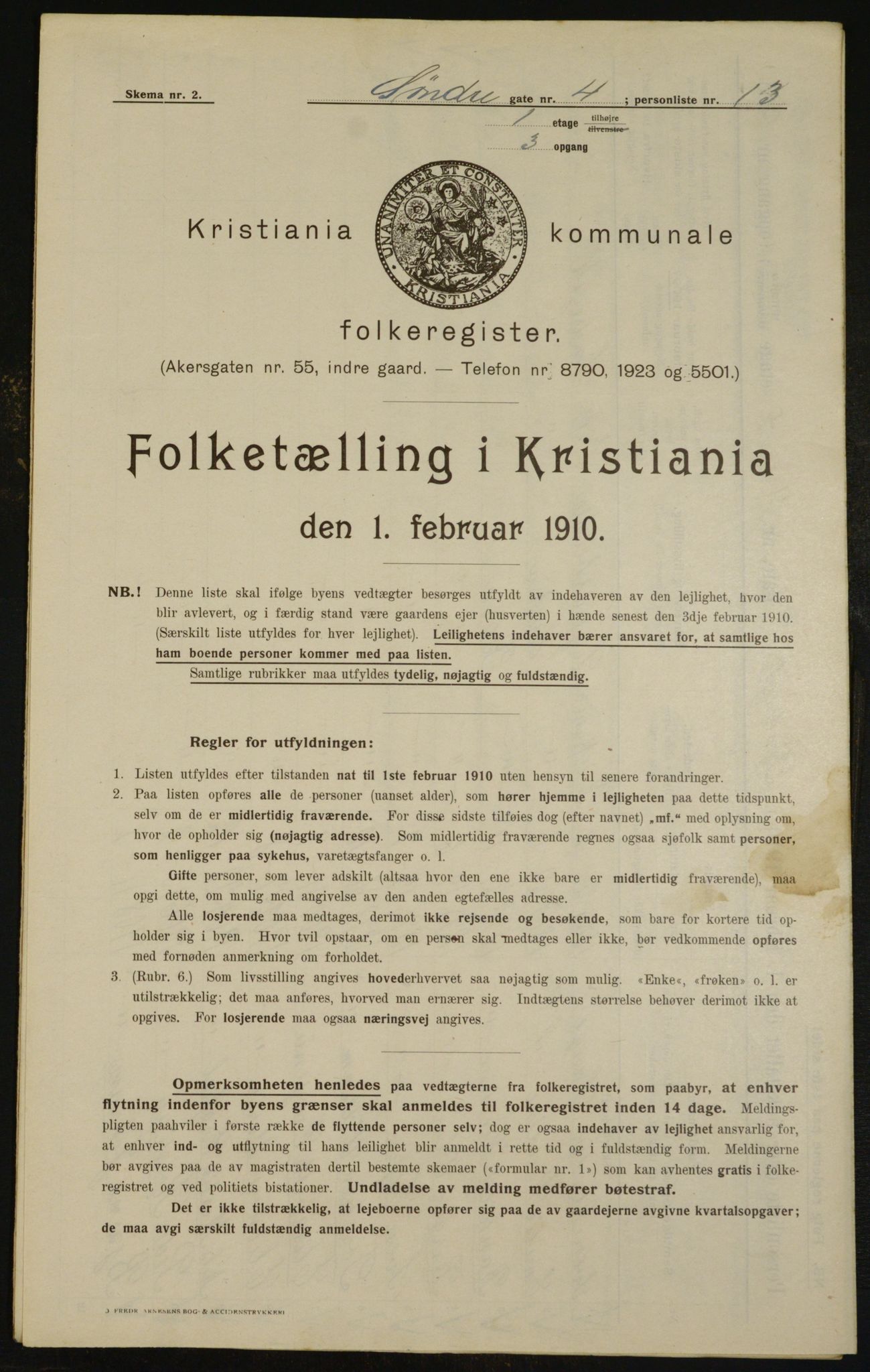 OBA, Kommunal folketelling 1.2.1910 for Kristiania, 1910, s. 100986