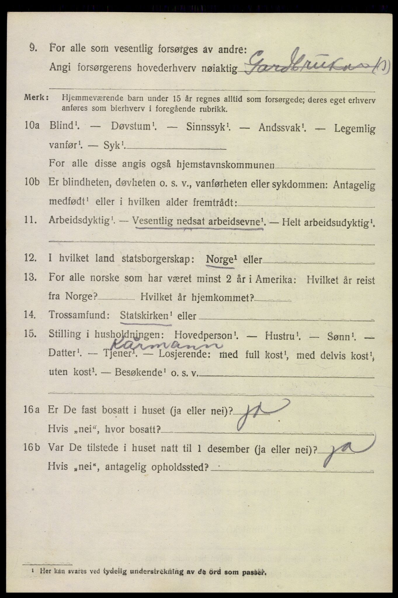 SAK, Folketelling 1920 for 0936 Hornnes herred, 1920, s. 3100