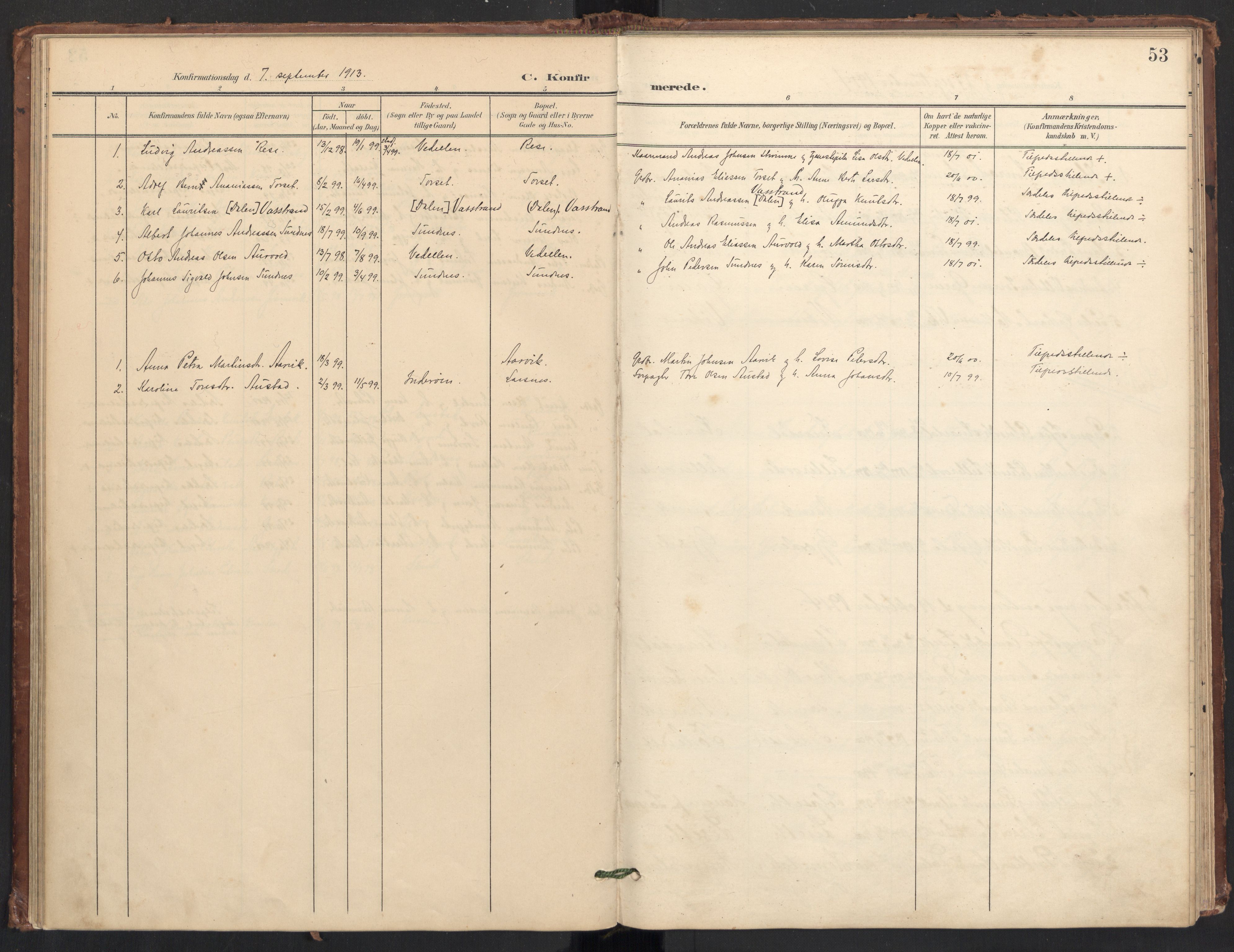 Ministerialprotokoller, klokkerbøker og fødselsregistre - Møre og Romsdal, SAT/A-1454/504/L0057: Ministerialbok nr. 504A04, 1902-1919, s. 53