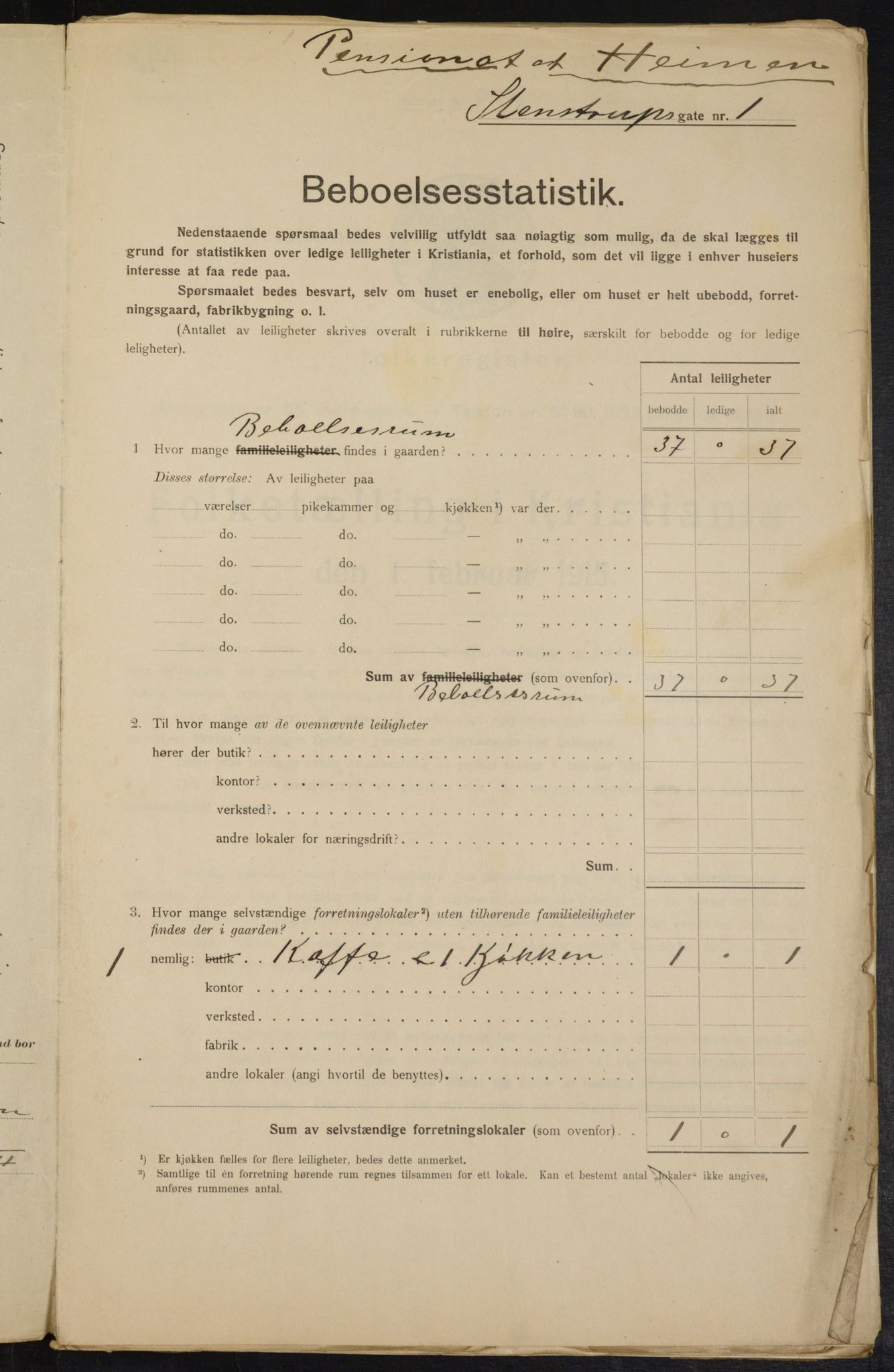 OBA, Kommunal folketelling 1.2.1915 for Kristiania, 1915, s. 100800