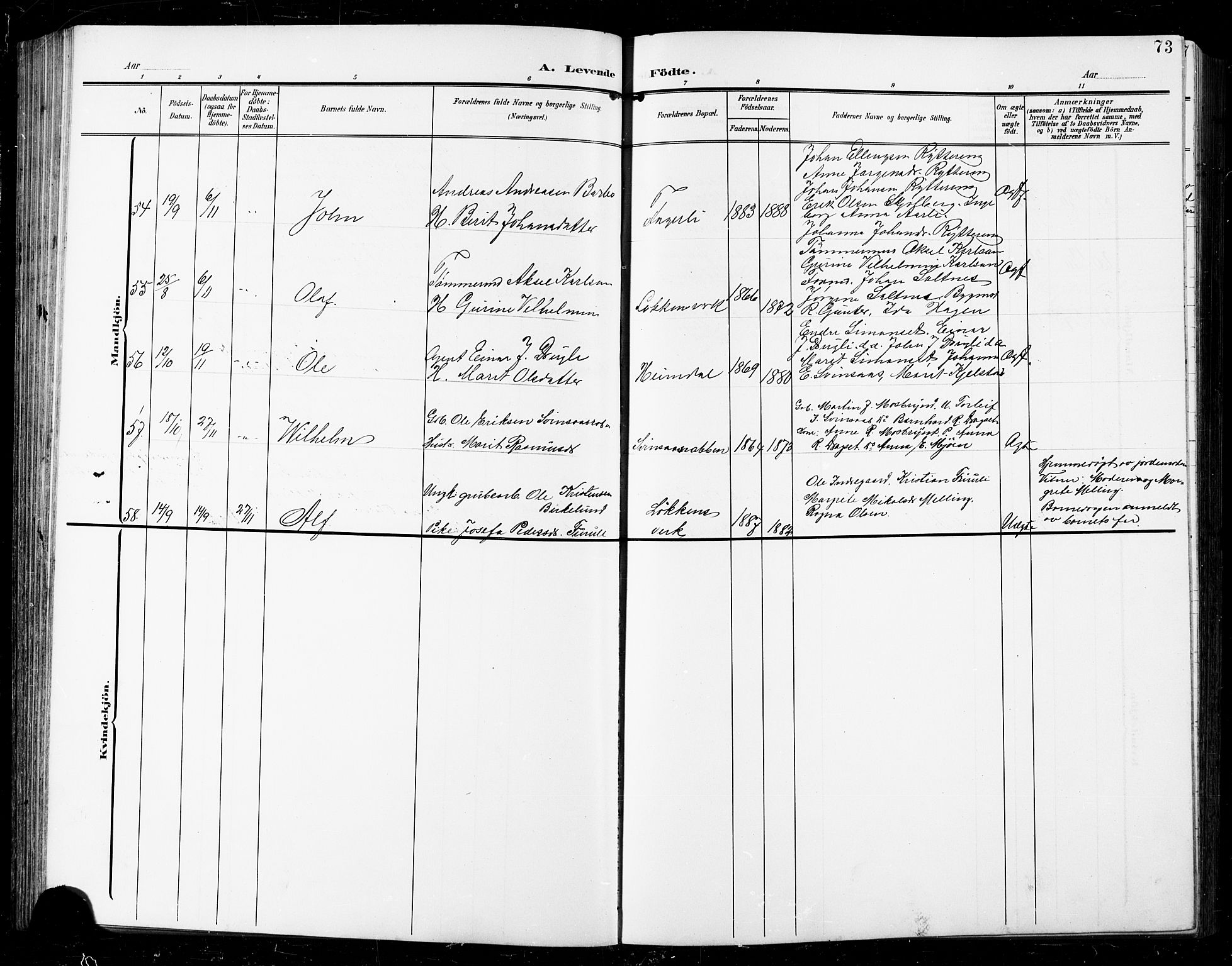 Ministerialprotokoller, klokkerbøker og fødselsregistre - Sør-Trøndelag, SAT/A-1456/672/L0864: Klokkerbok nr. 672C03, 1902-1914, s. 73