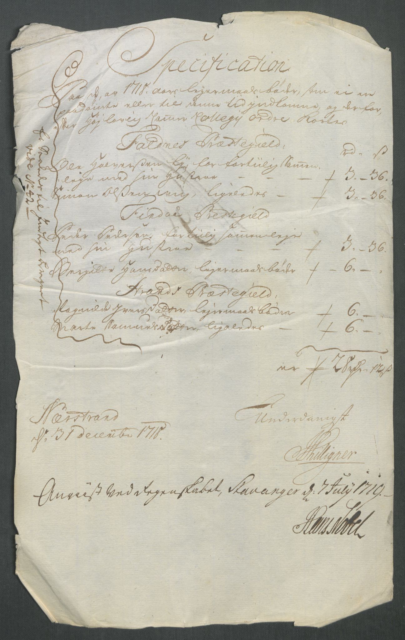 Rentekammeret inntil 1814, Reviderte regnskaper, Fogderegnskap, AV/RA-EA-4092/R47/L2871: Fogderegnskap Ryfylke, 1718, s. 397