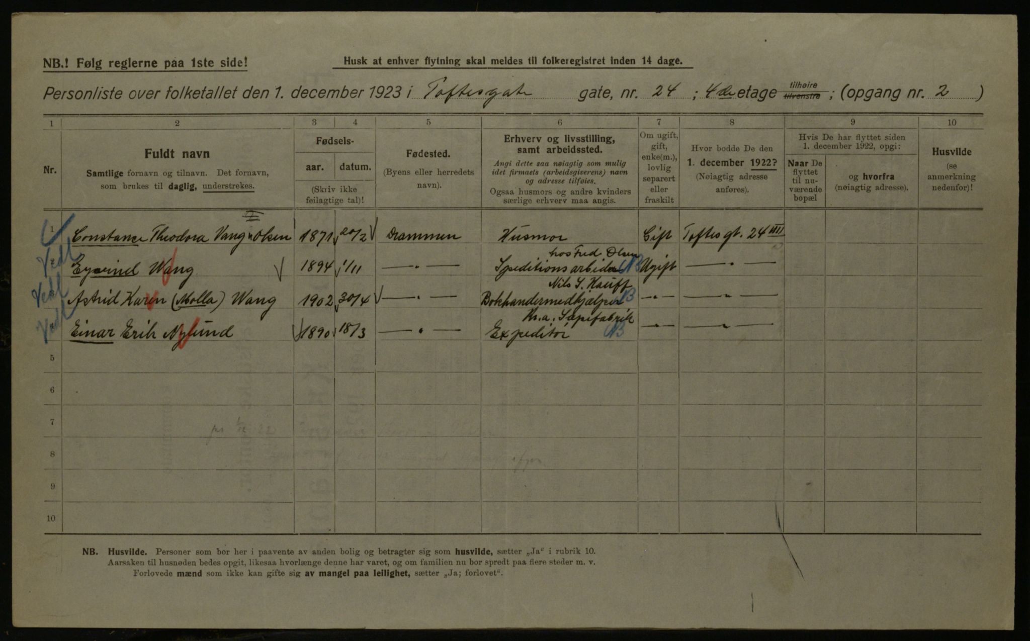 OBA, Kommunal folketelling 1.12.1923 for Kristiania, 1923, s. 123610