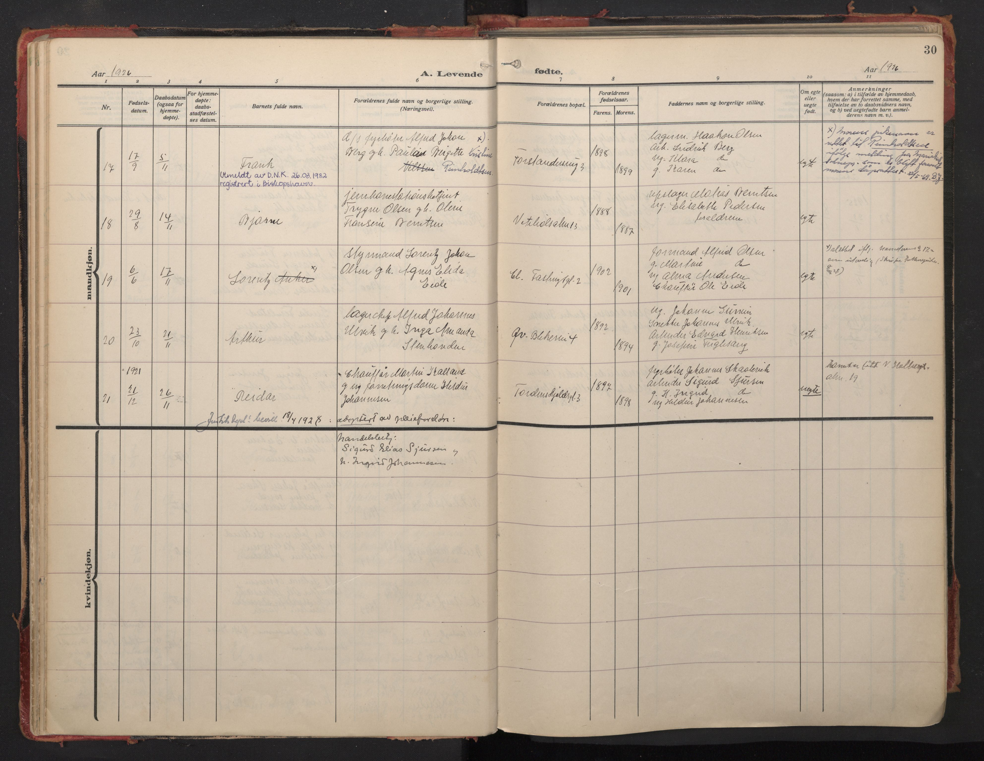 Korskirken sokneprestembete, AV/SAB-A-76101/H/Haa/L0024: Ministerialbok nr. B 11, 1923-1950, s. 29b-30a