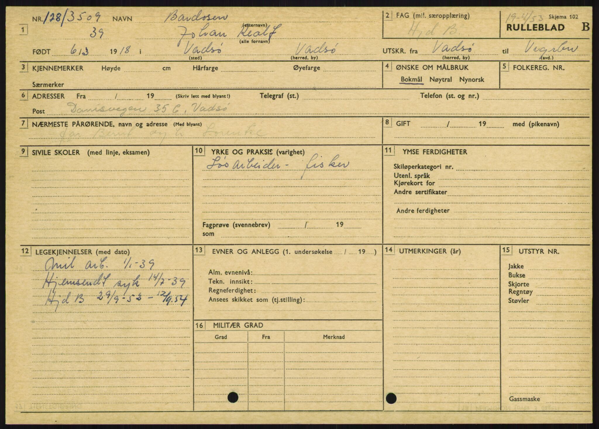 Forsvaret, Varanger bataljon, AV/RA-RAFA-2258/1/D/L0446: Rulleblad for menige født 1917-1919, 1917-1919, s. 316