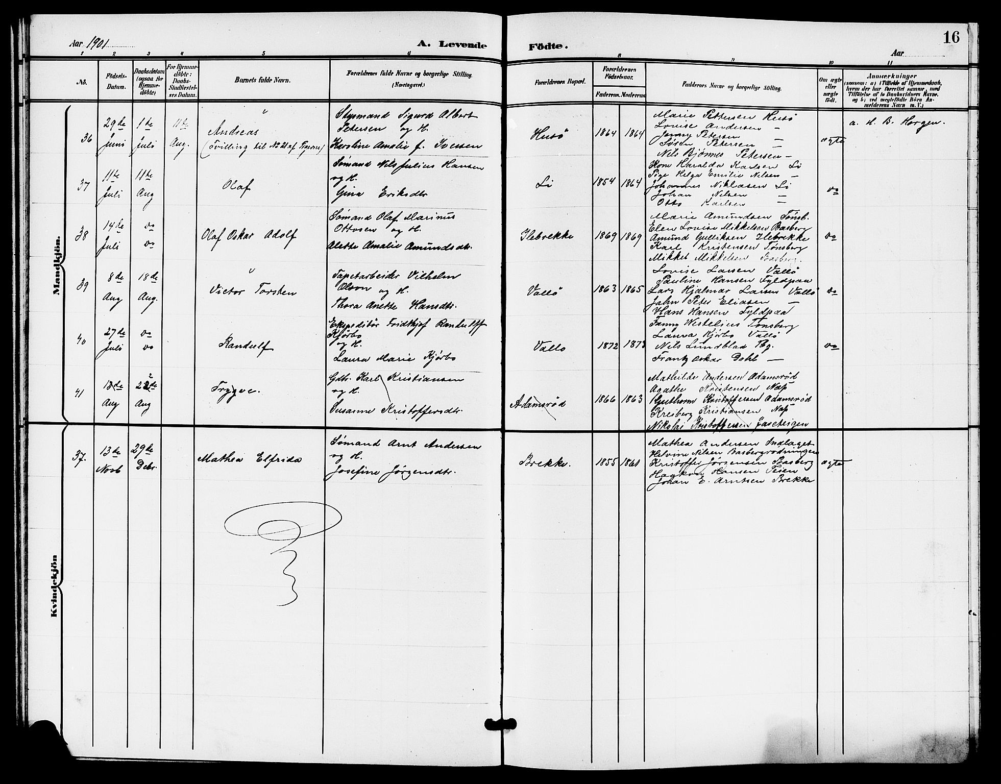 Sem kirkebøker, AV/SAKO-A-5/G/Gb/L0003: Klokkerbok nr. II 3, 1900-1913, s. 16