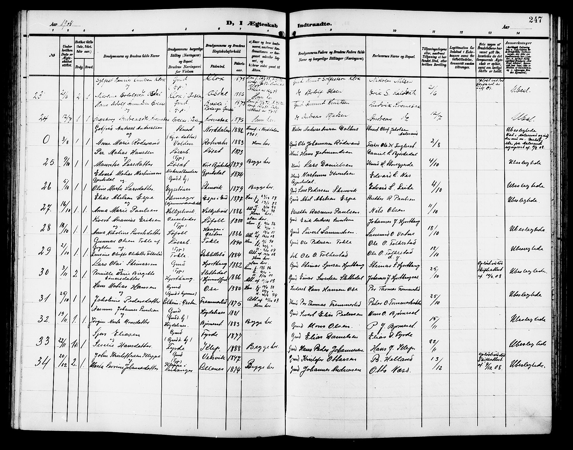 Ministerialprotokoller, klokkerbøker og fødselsregistre - Møre og Romsdal, AV/SAT-A-1454/511/L0159: Klokkerbok nr. 511C05, 1902-1920, s. 247