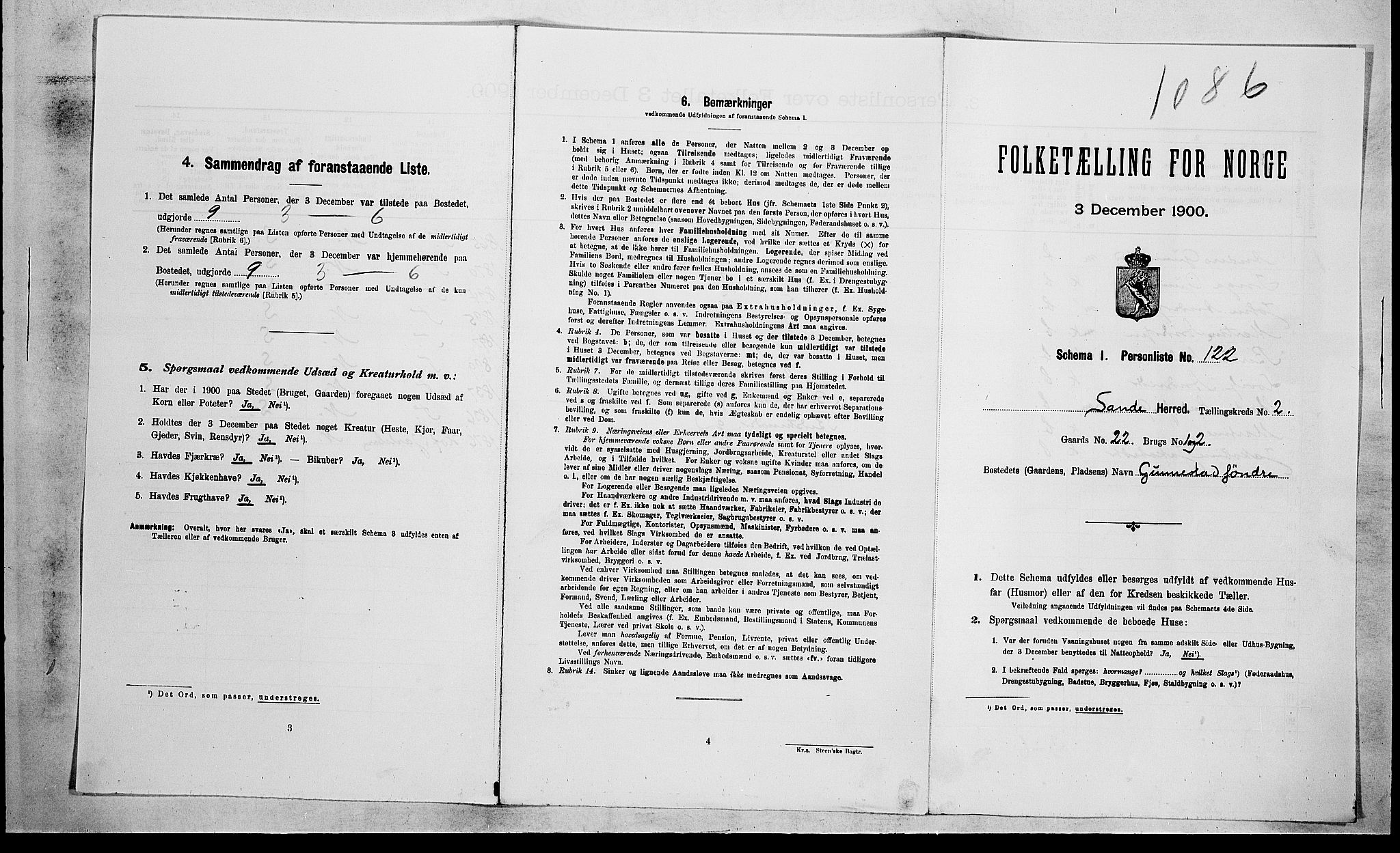 RA, Folketelling 1900 for 0713 Sande herred, 1900, s. 460
