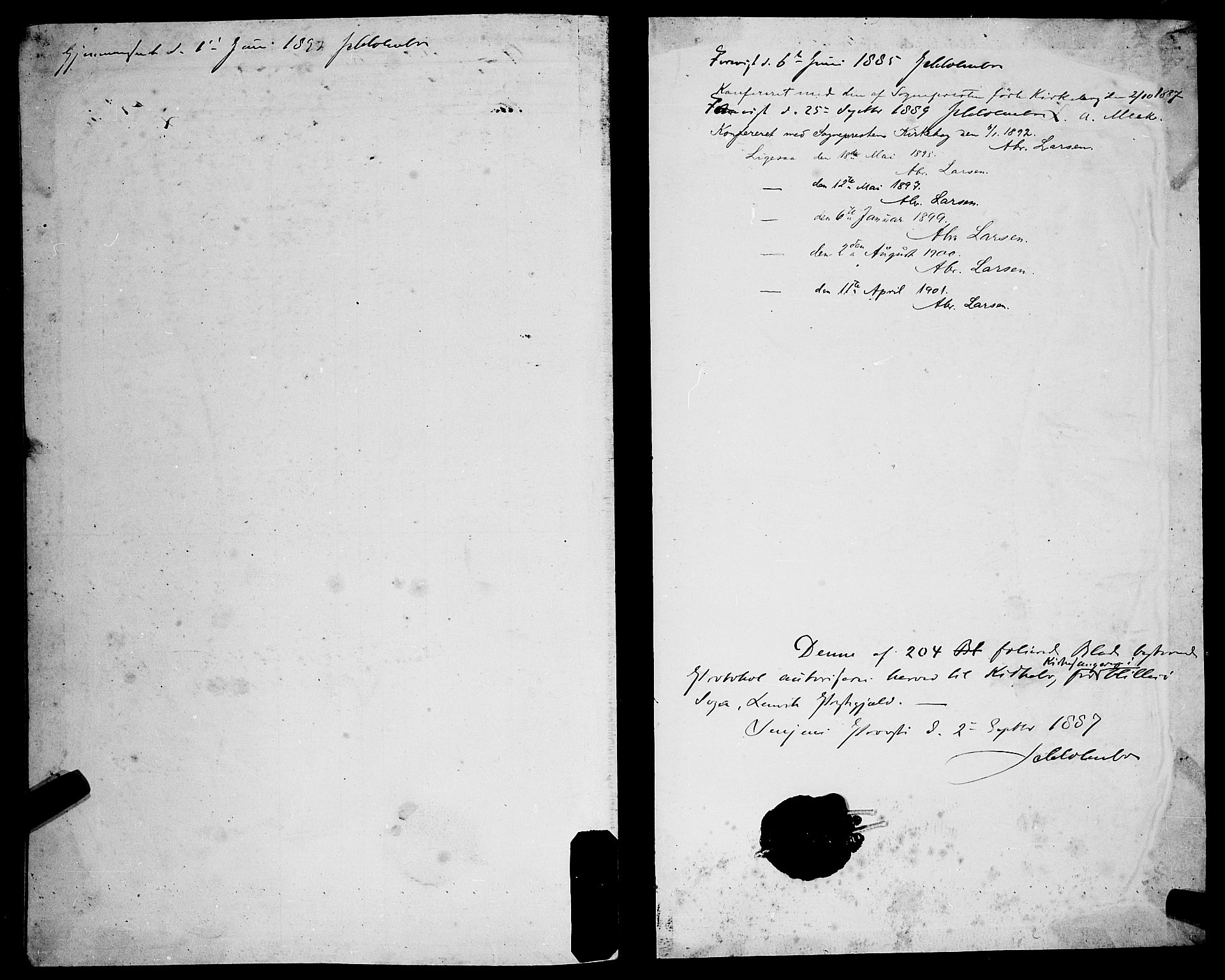 Lenvik sokneprestembete, AV/SATØ-S-1310/H/Ha/Hab/L0021klokker: Klokkerbok nr. 21, 1884-1900