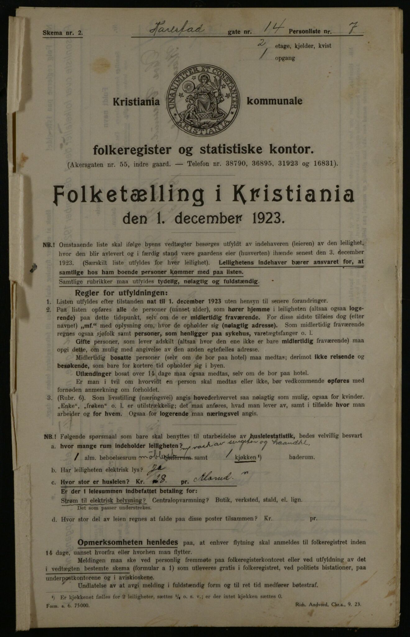 OBA, Kommunal folketelling 1.12.1923 for Kristiania, 1923, s. 54930