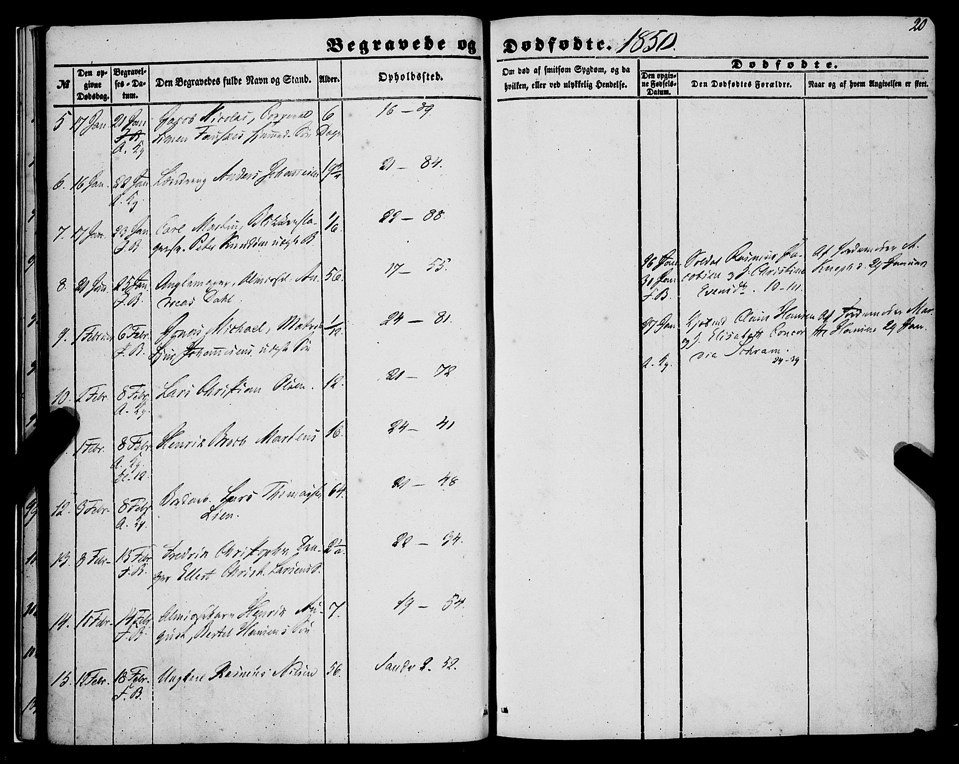 Korskirken sokneprestembete, SAB/A-76101/H/Haa: Ministerialbok nr. E 2, 1848-1862, s. 20