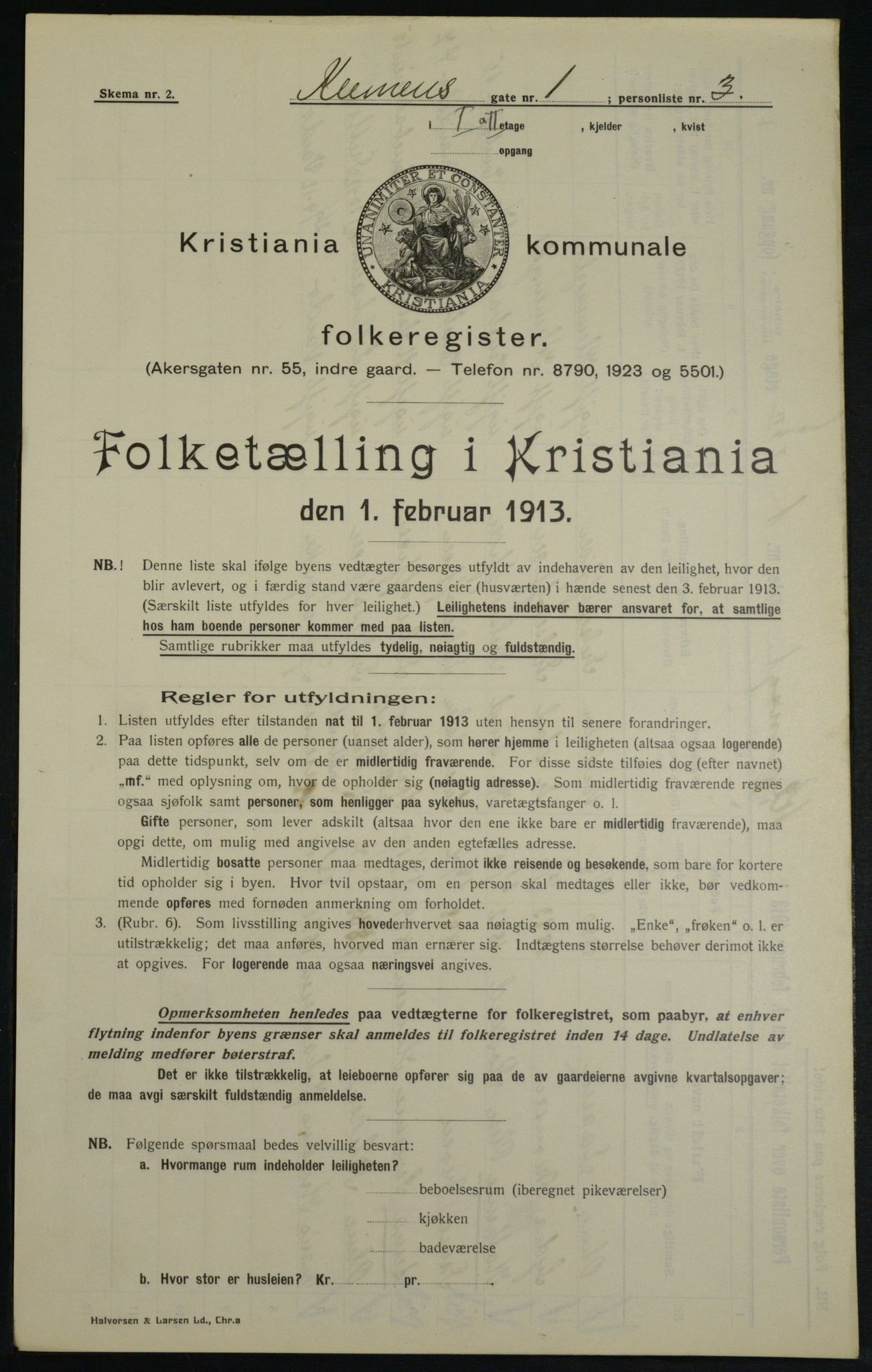 OBA, Kommunal folketelling 1.2.1913 for Kristiania, 1913, s. 12817