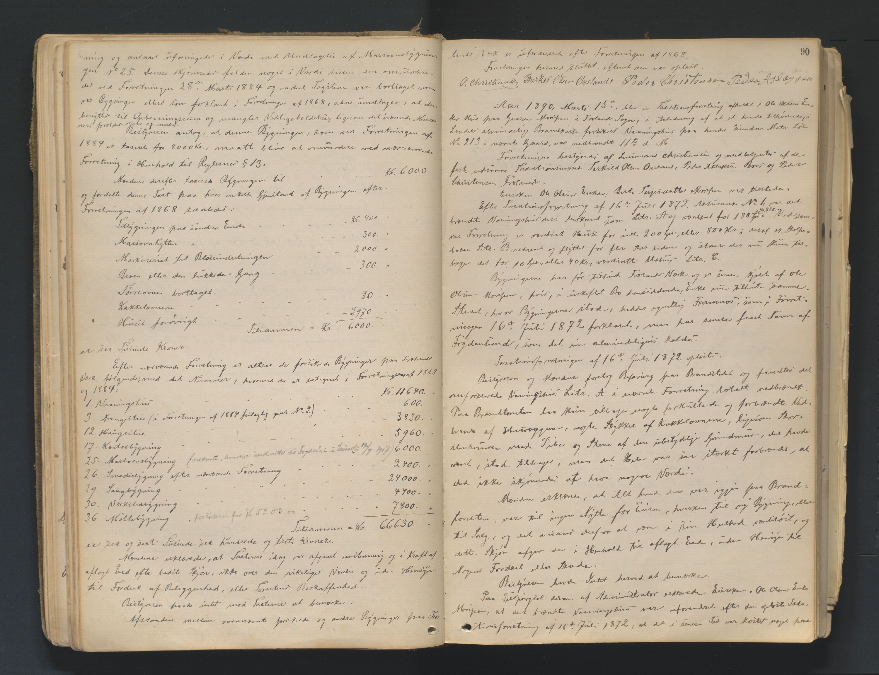 Norges Brannkasse Froland, AV/SAK-2241-0016/F/Fa/L0001: Branntakstprotokoll nr. 2, 1875-1948, s. 89b-90a