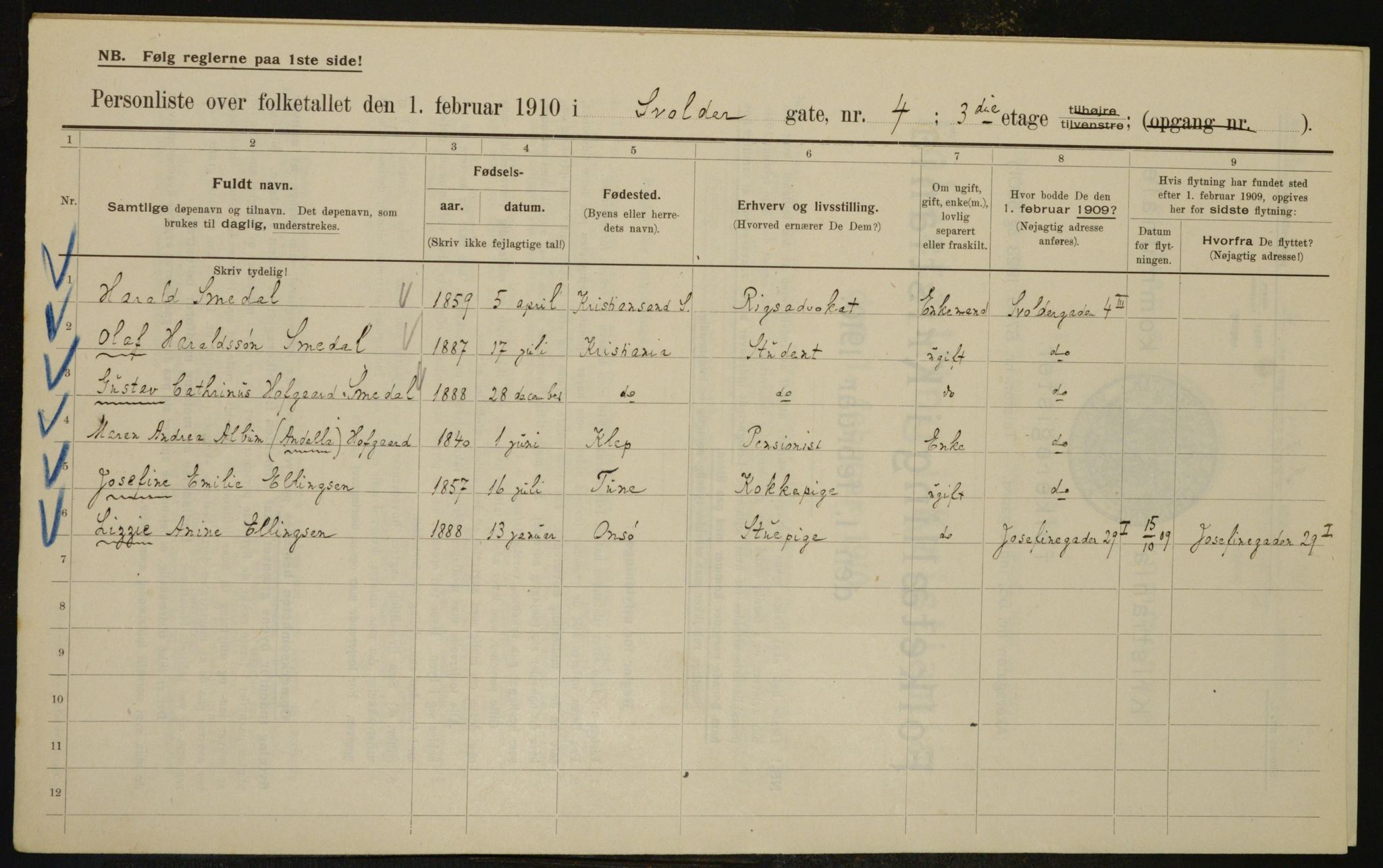 OBA, Kommunal folketelling 1.2.1910 for Kristiania, 1910, s. 100721