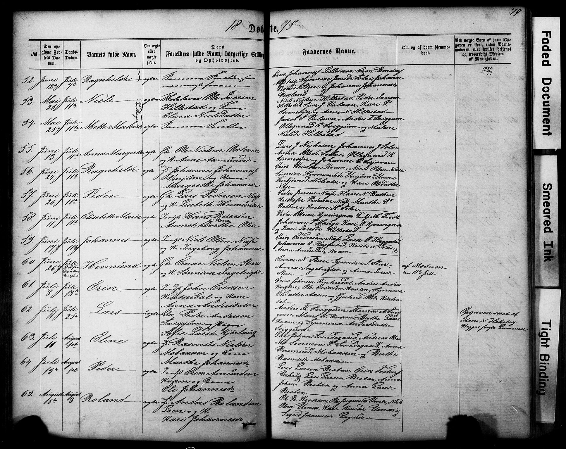 Hafslo sokneprestembete, AV/SAB-A-80301/H/Hab/Haba/L0001: Klokkerbok nr. A 1, 1866-1908, s. 79