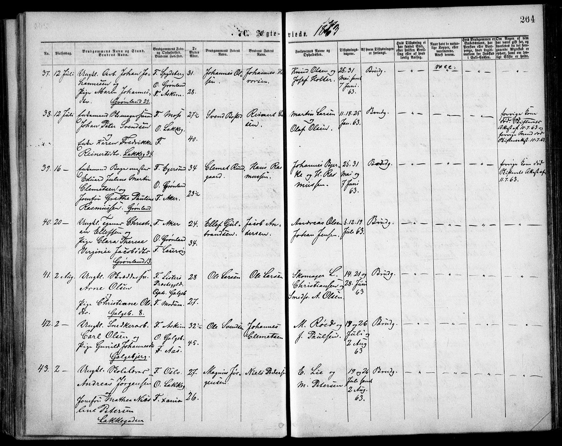 Grønland prestekontor Kirkebøker, AV/SAO-A-10848/F/Fa/L0003: Ministerialbok nr. 3, 1862-1868, s. 264